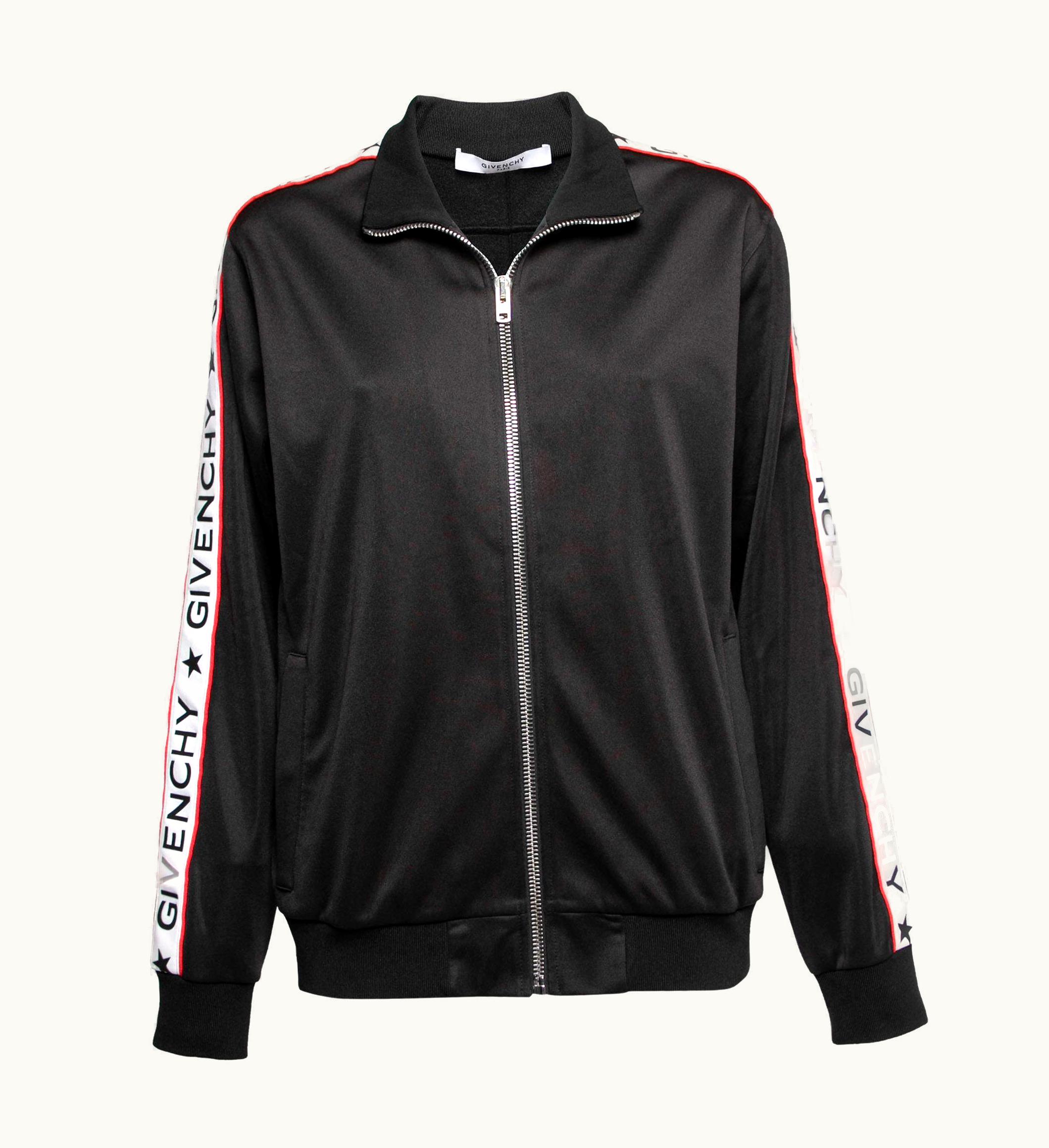 Givenchy Givenchy Black Jersey Logo Tape Trimmed Zip Front Jacket UZ0612532