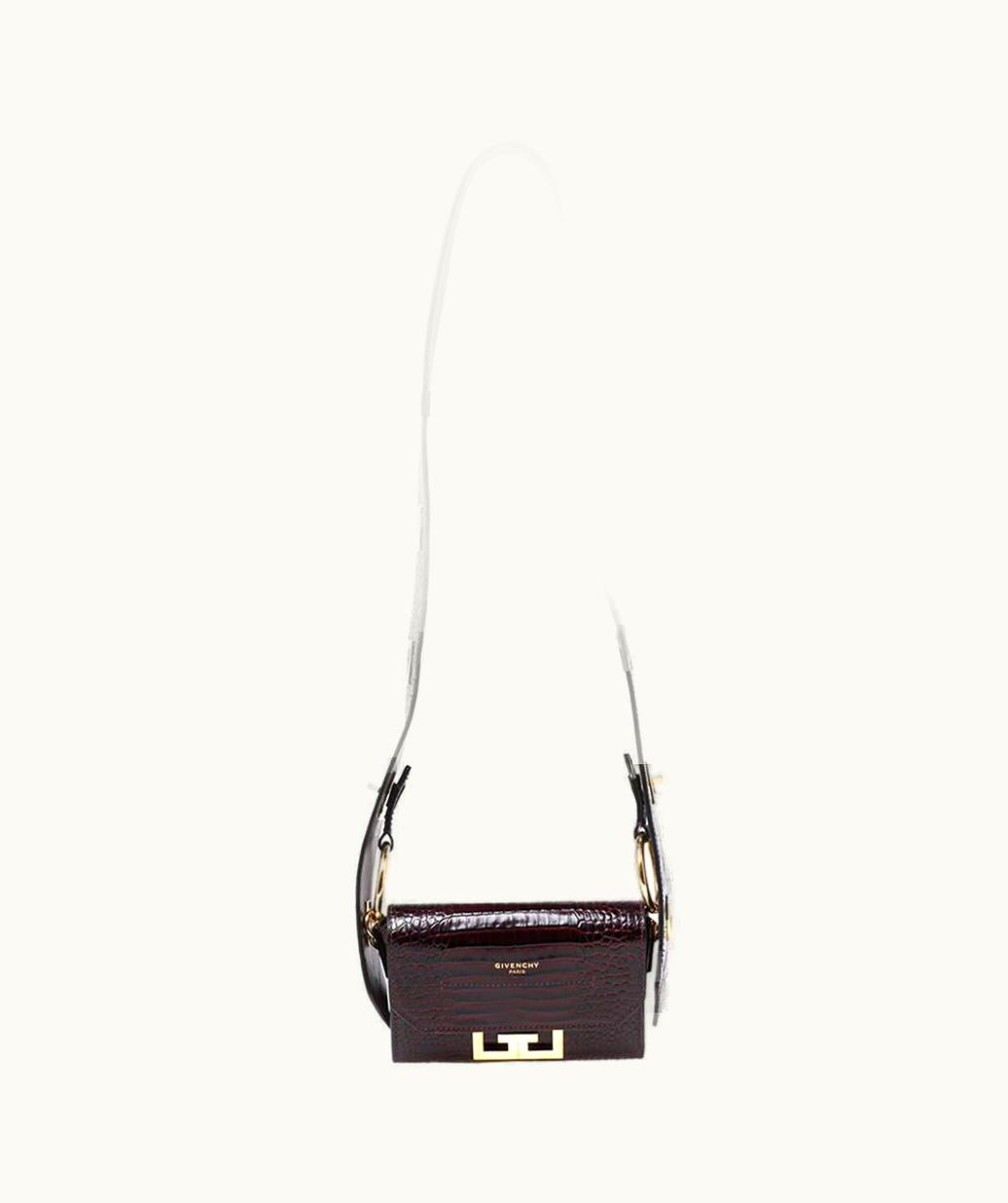 Givenchy Givenchy Dark Burgundy Croc Embossed Leather Nano Eden Shoulder Bag