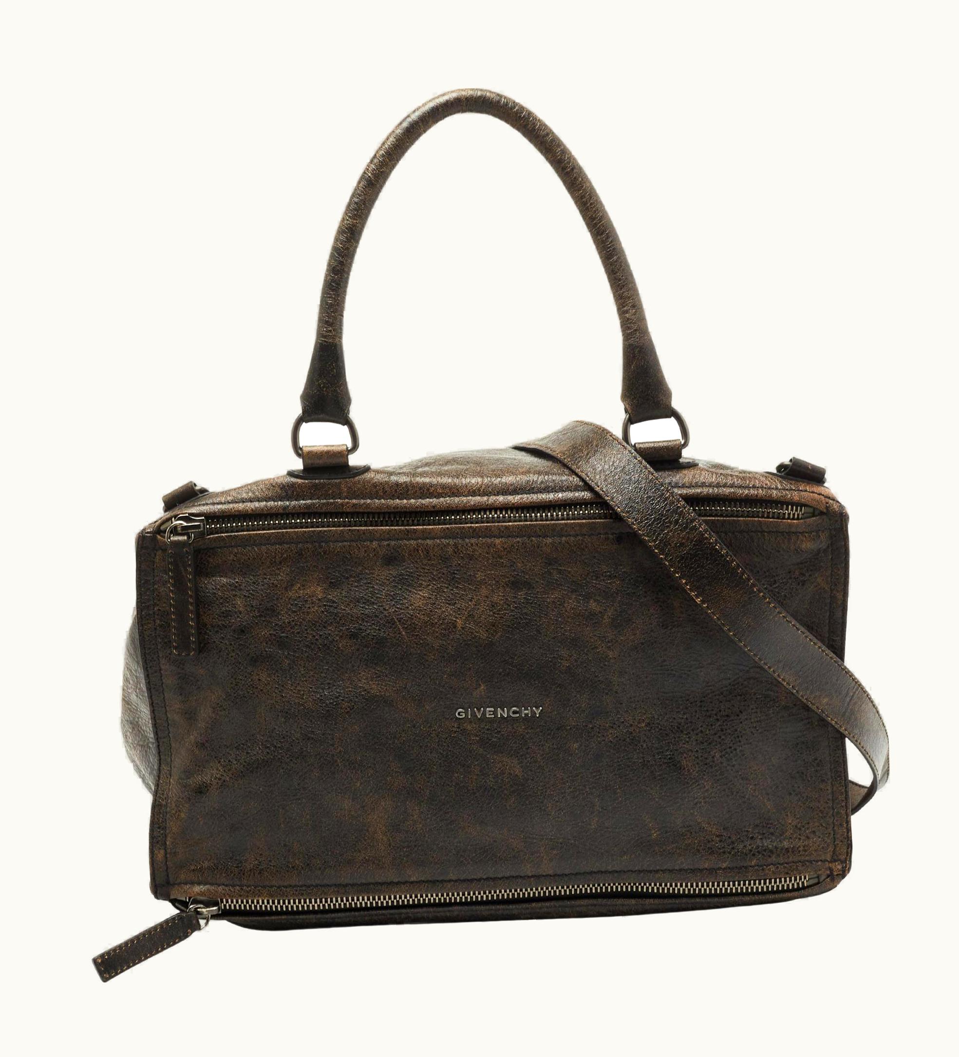 Givenchy Givenchy Brown Two Tone Leather Large Pandora Shoulder Bag