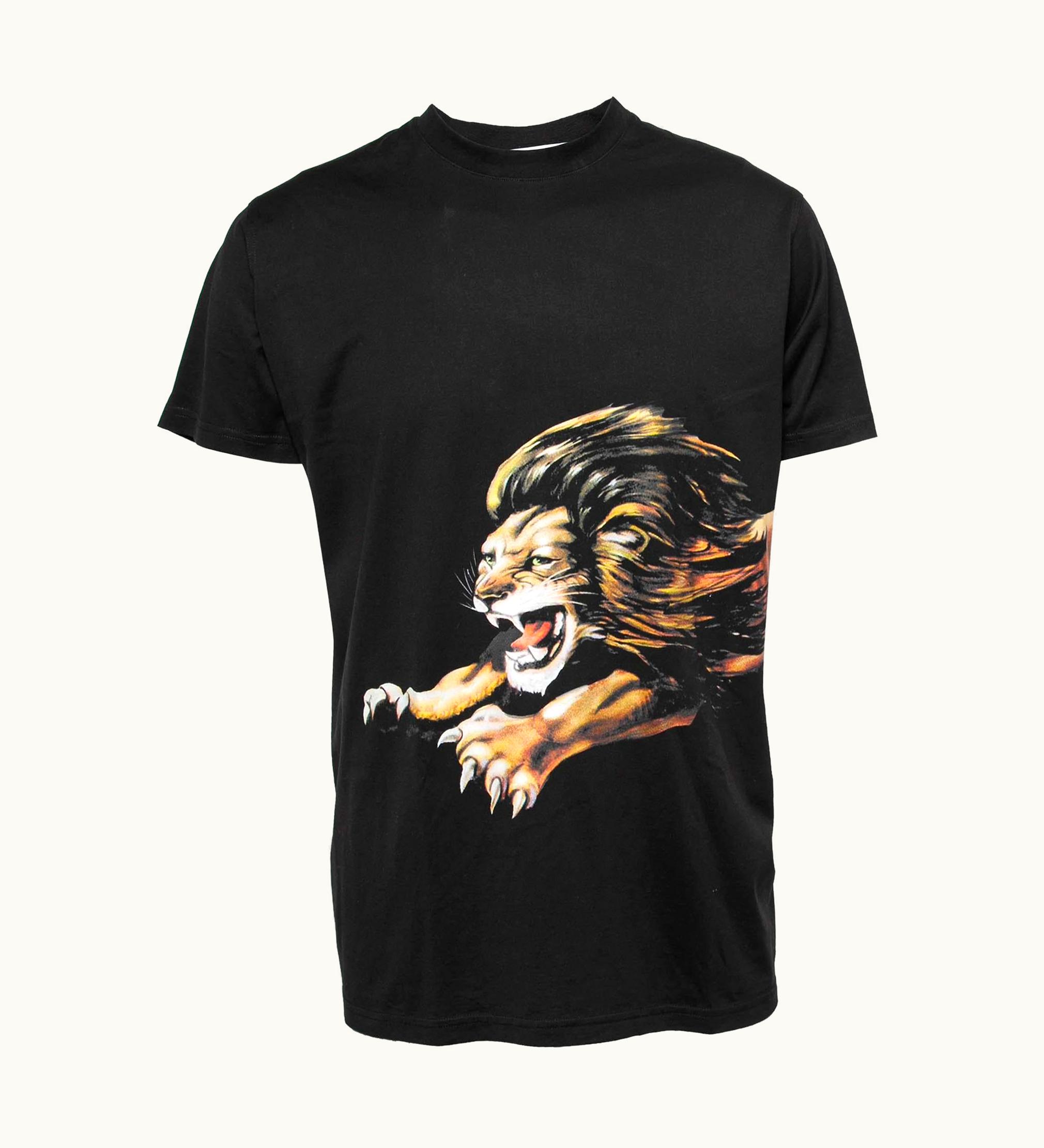 Givenchy Givenchy Black Cotton Lion Printed Crew Neck T-Shirt