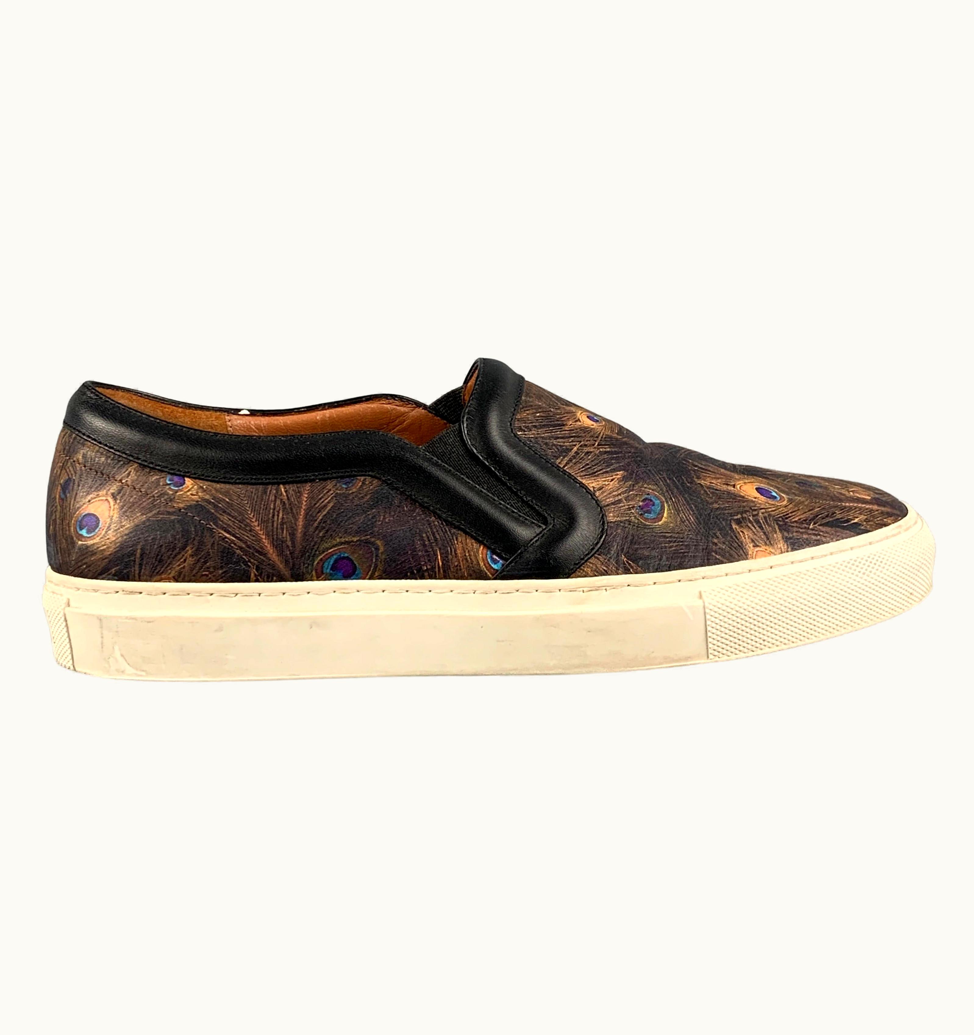 Givenchy Givenchy .5 Brown & Orange Leather Peacock Slip On Sneakers