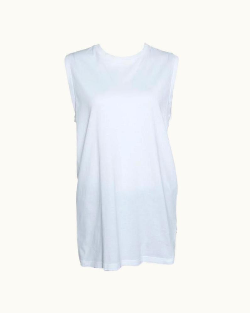 Givenchy Givenchy White Cotton Braid Printed Detail Sleeveless T Shirt