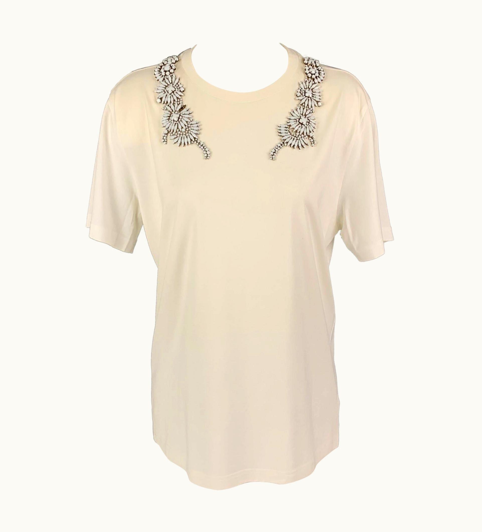 Givenchy Givenchy White Cotton Applique Crew-Neck T-Shirt