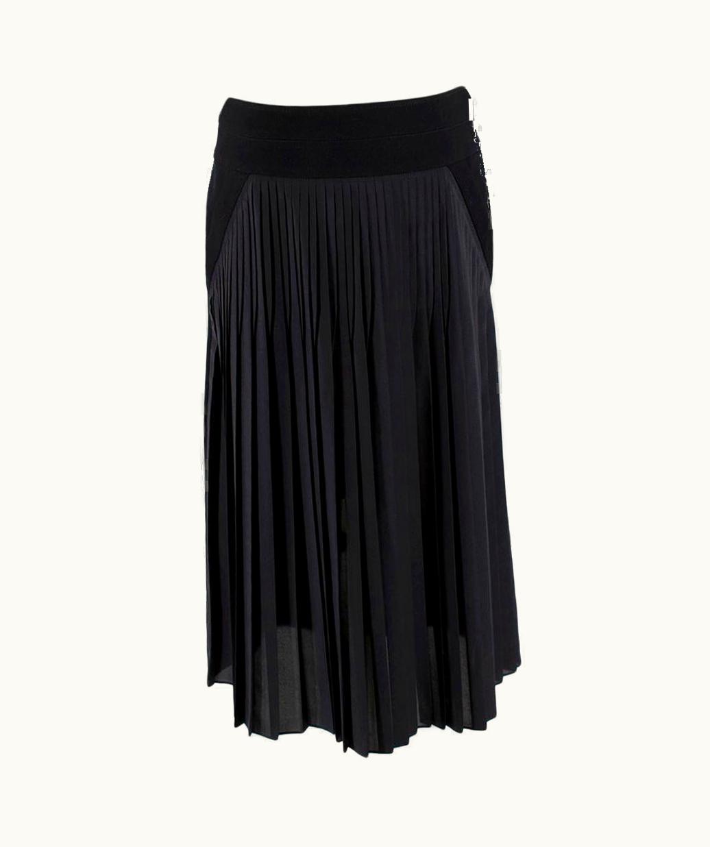 Givenchy Givenchy Black Silk Blend Pleated Midi Skirt