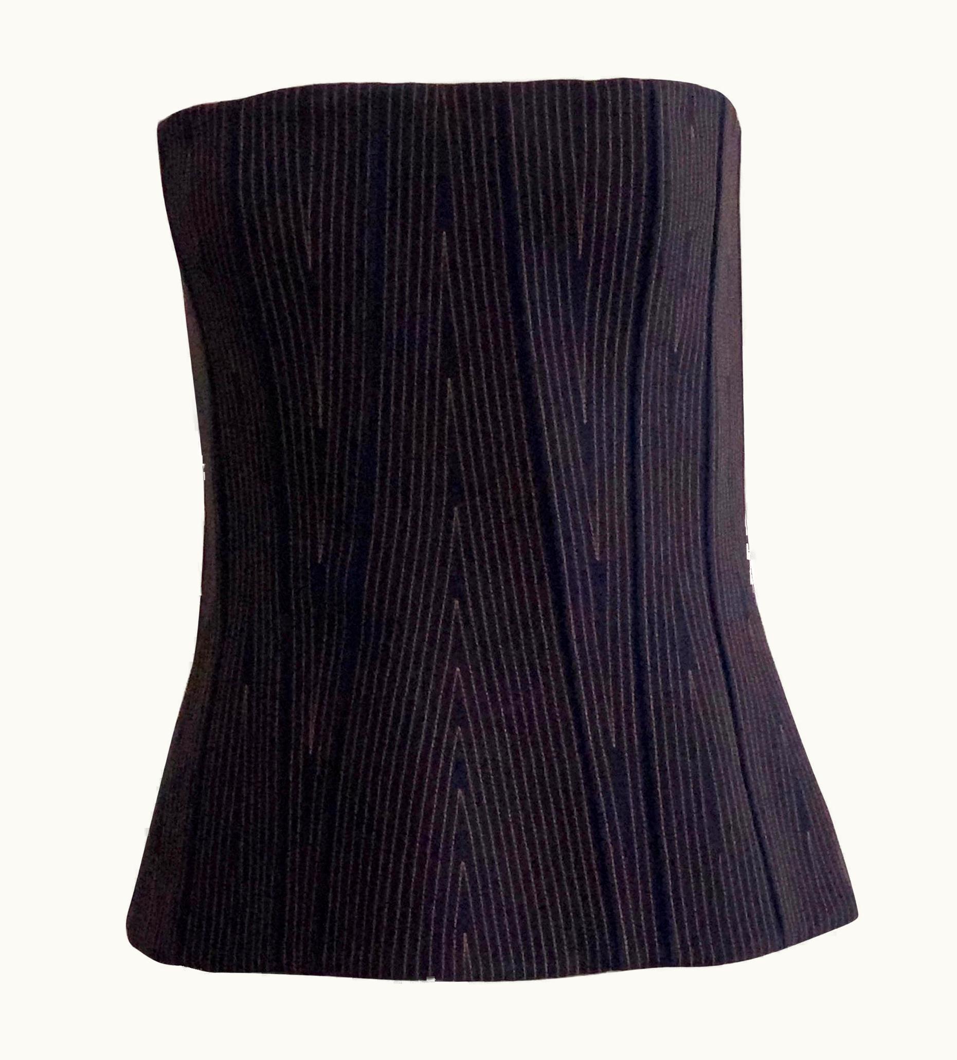 Givenchy Givenchy Dark Denim Bustier Corset Strapless Top Stitch And Zipper Detail