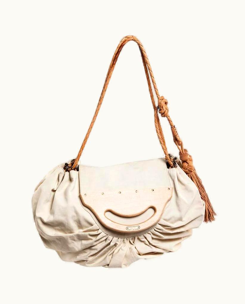 Givenchy Givenchy Collector Wooden Flap Tote Bag In Beige Canvas And Leather