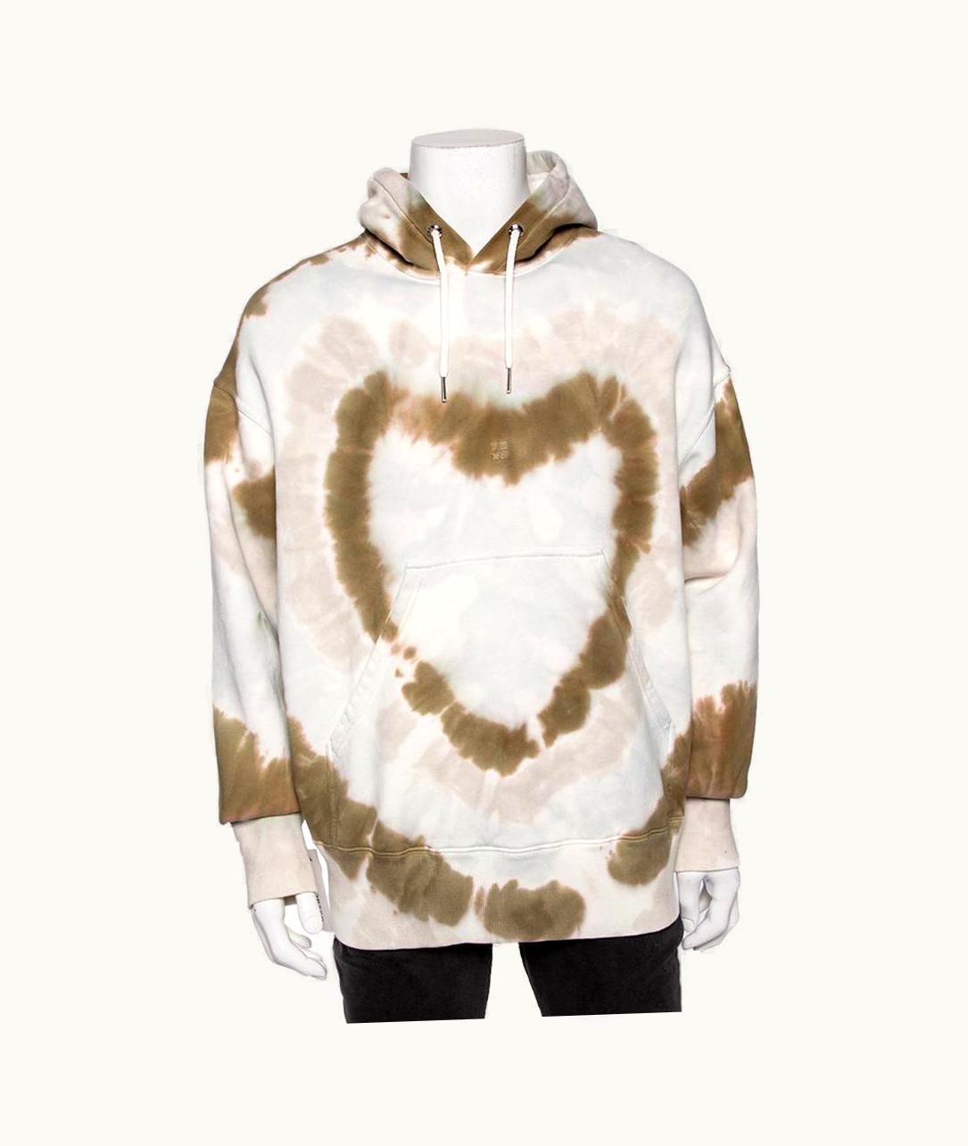 Givenchy Givenchy White Tie-Dye Heart Printed Cotton Knit Oversized Hoodie UZ0612610