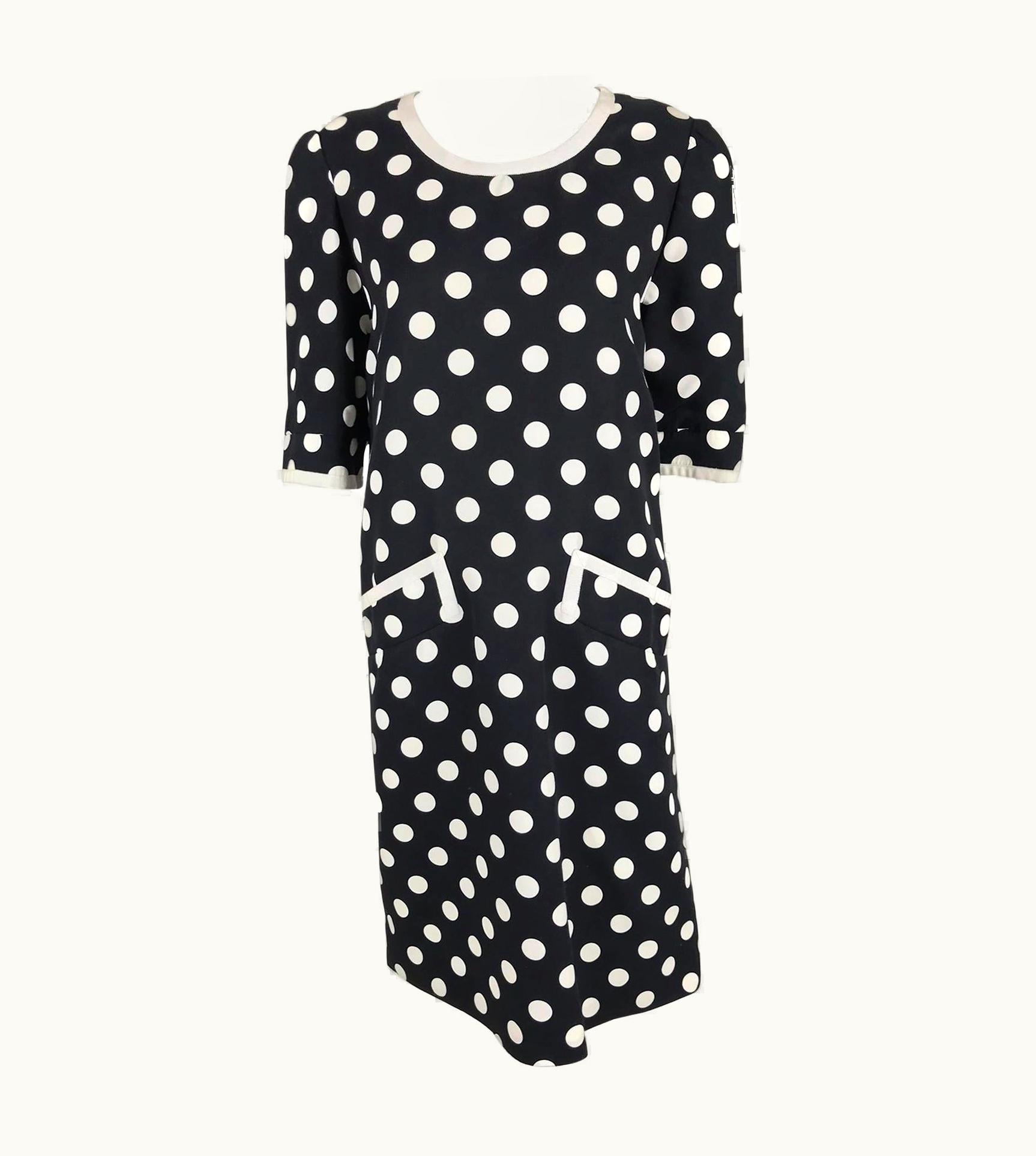 Givenchy Givenchy Couture Black And White Cotton Polka Dot Day Dress 1980s