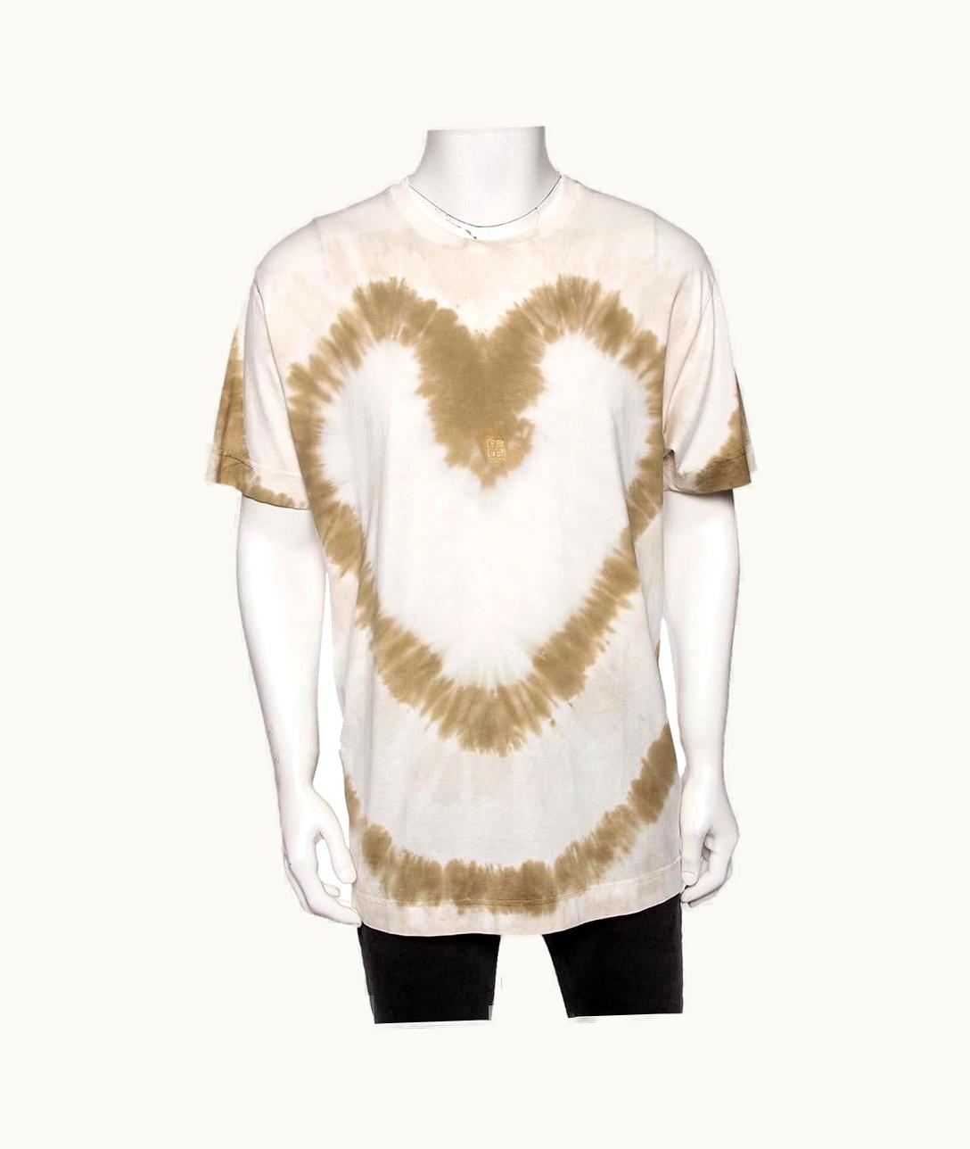 Givenchy Givenchy White Tie-Dye Heart Printed Cotton Crewneck Oversized T-Shirt