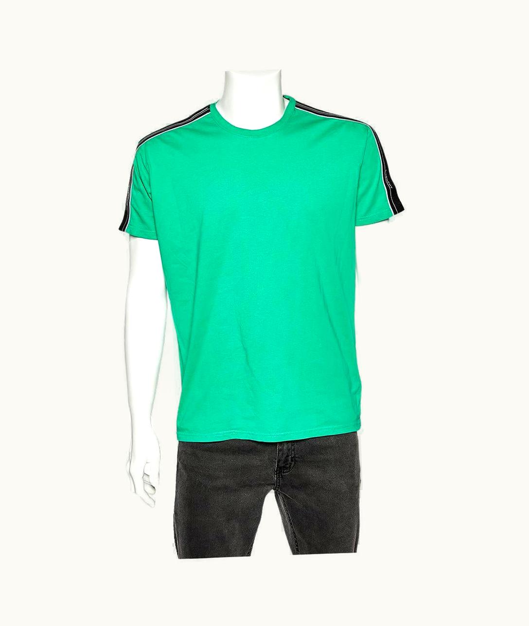 Givenchy Givenchy Green Cotton Contrast Logo Tape Detail Regular Fit T-Shirt