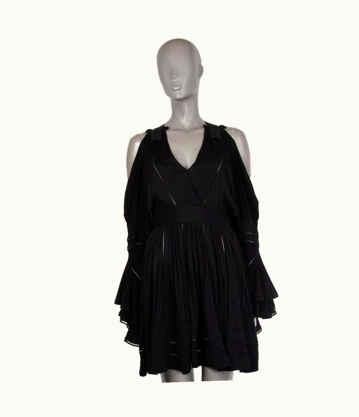 Givenchy Givenchy Black Viscose Jersey Ruffled Cold Shoulder Mini Cocktail Dress