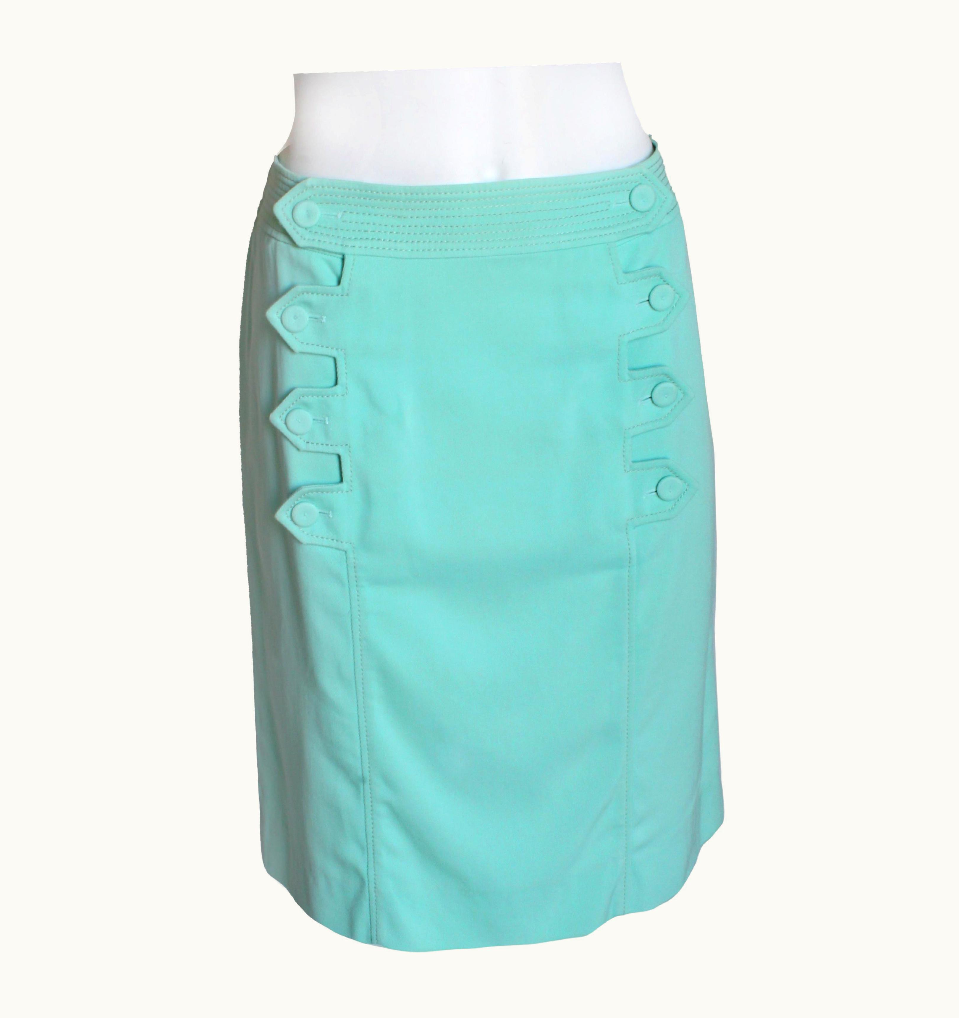 Givenchy Givenchy Paris Skirt Mint Green Cotton Twill Sailor Front Casual