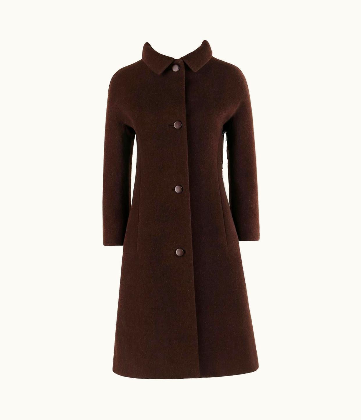 Givenchy Givenchy C. 1960' Early Haute Couture Dark Brown Wool Princess Coat Jacket