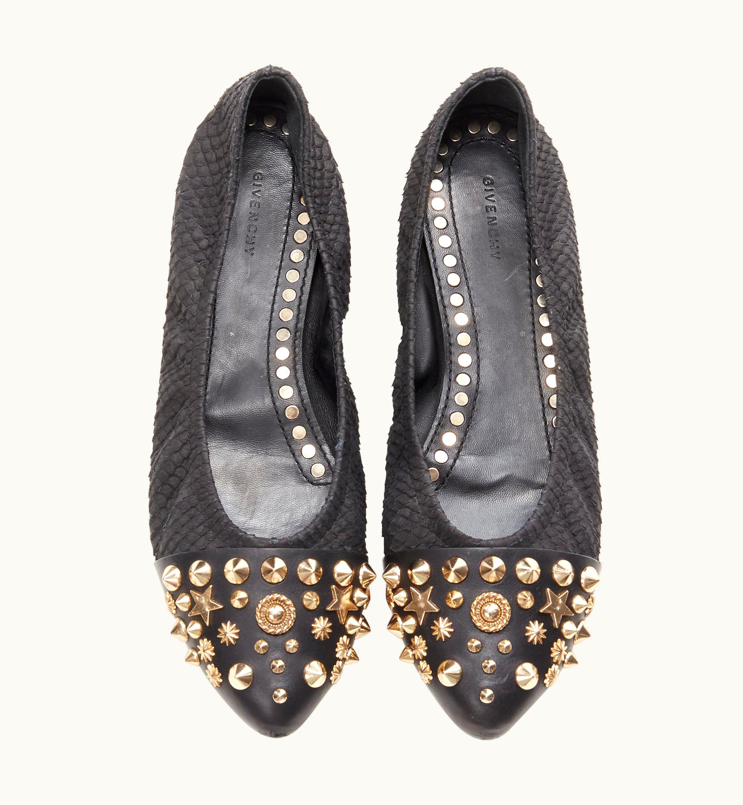 Givenchy Givenchy Riccardo Tisci Gold Star Spike Stud Toe Cap Scaled Ballerina Flats