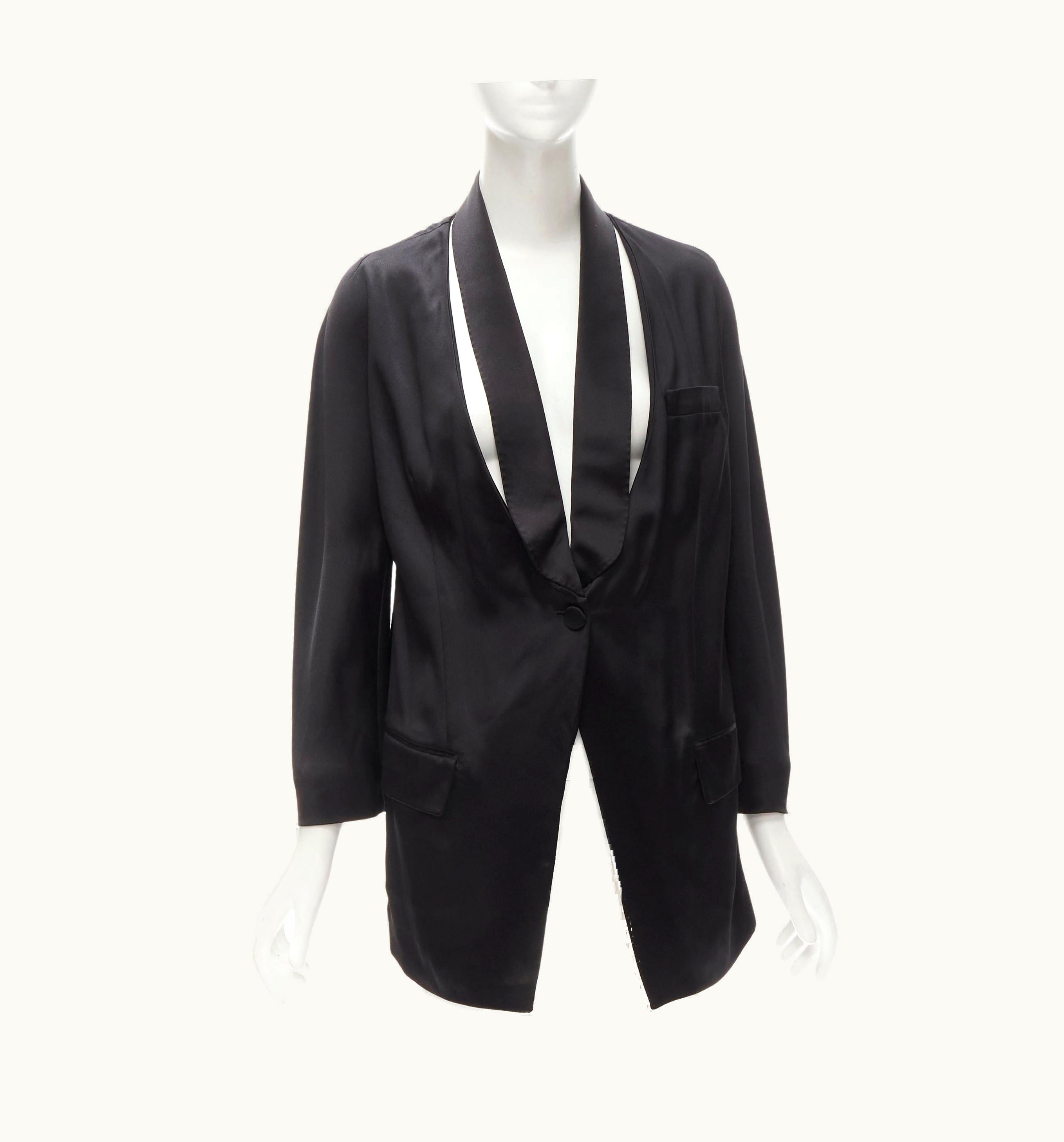 Givenchy Givenchy Riccardo Tisci Silk Black Cut Out Collar Kimono Robe Blazer