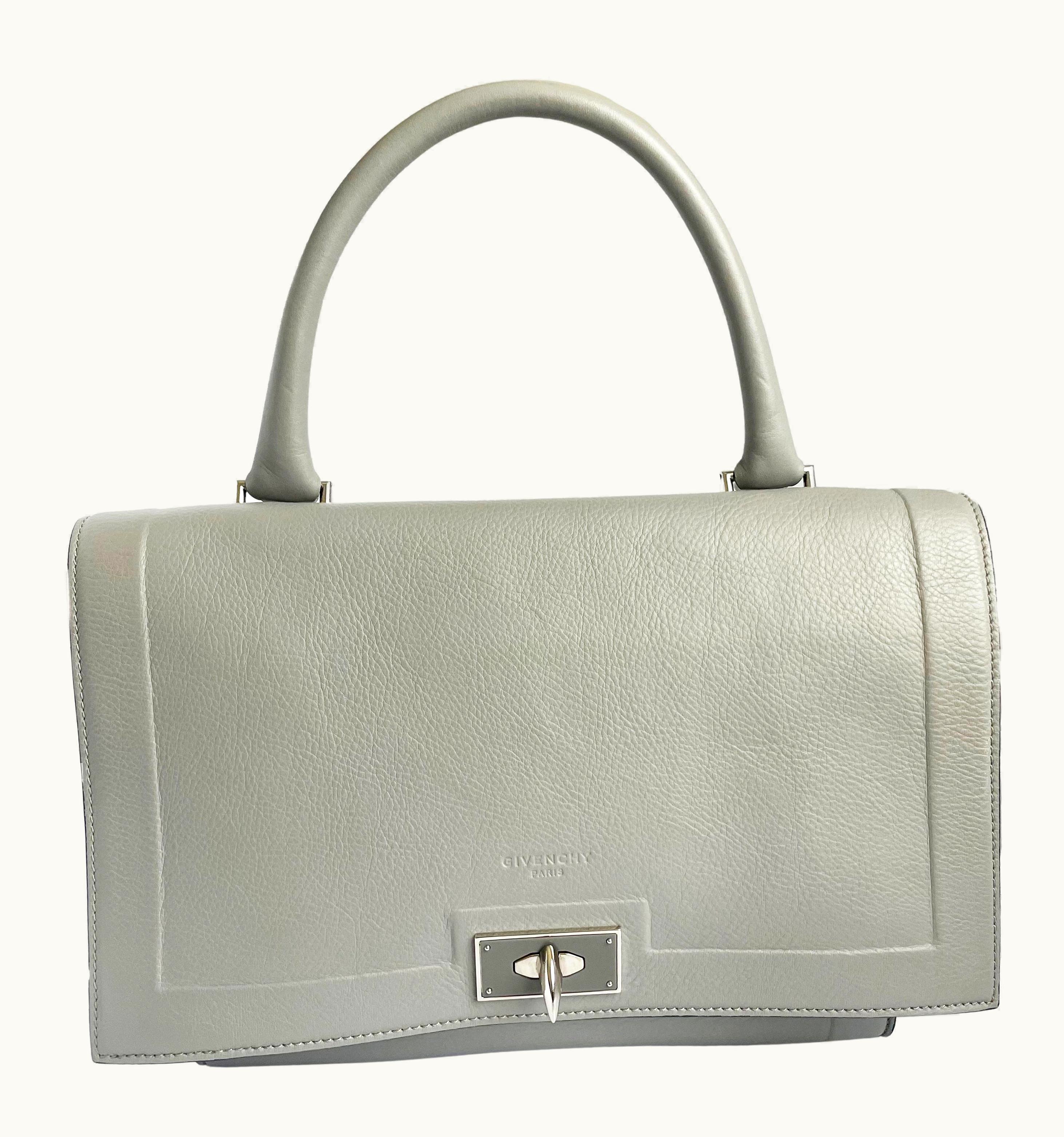 Givenchy Givenchy Mini Shark Tooth Bag Satchel Top Handle Gray Leather Shw With Coa