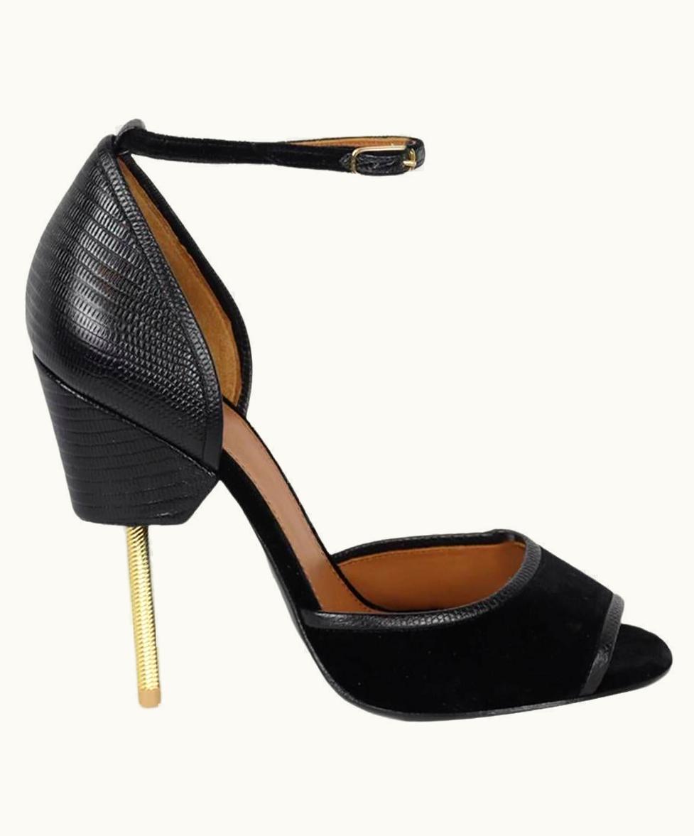 Givenchy Givenchy Snake Effect Leather And Velvet Sandals Eu 38 Us