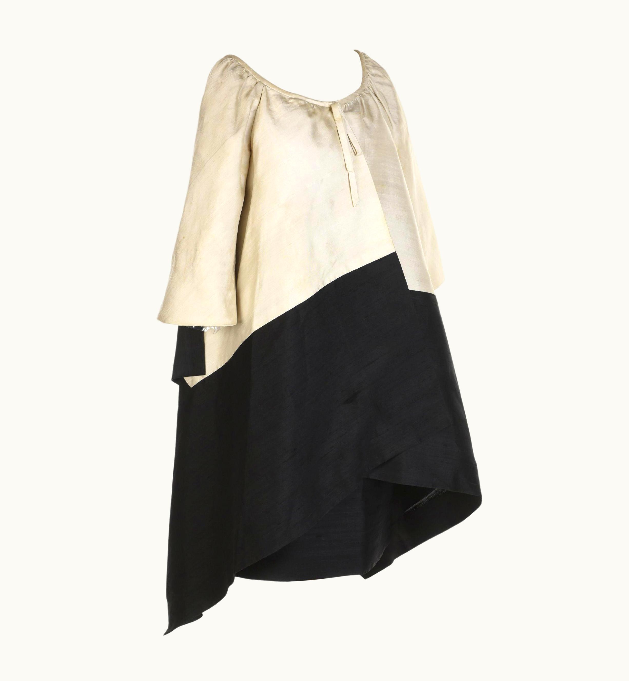 Givenchy An Hubert De Givenchy French Couture Cream And Black Silk Evening Set Circa 1965