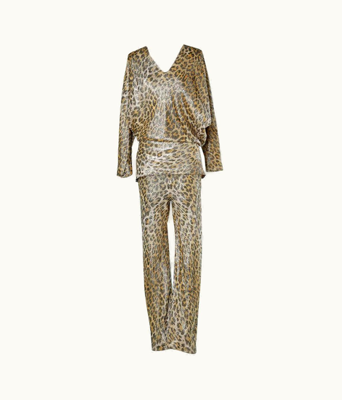 Givenchy Couture Tunique And Trouser Ensemble In Leopard Lurex Givenchy F.w 1969 Numbered