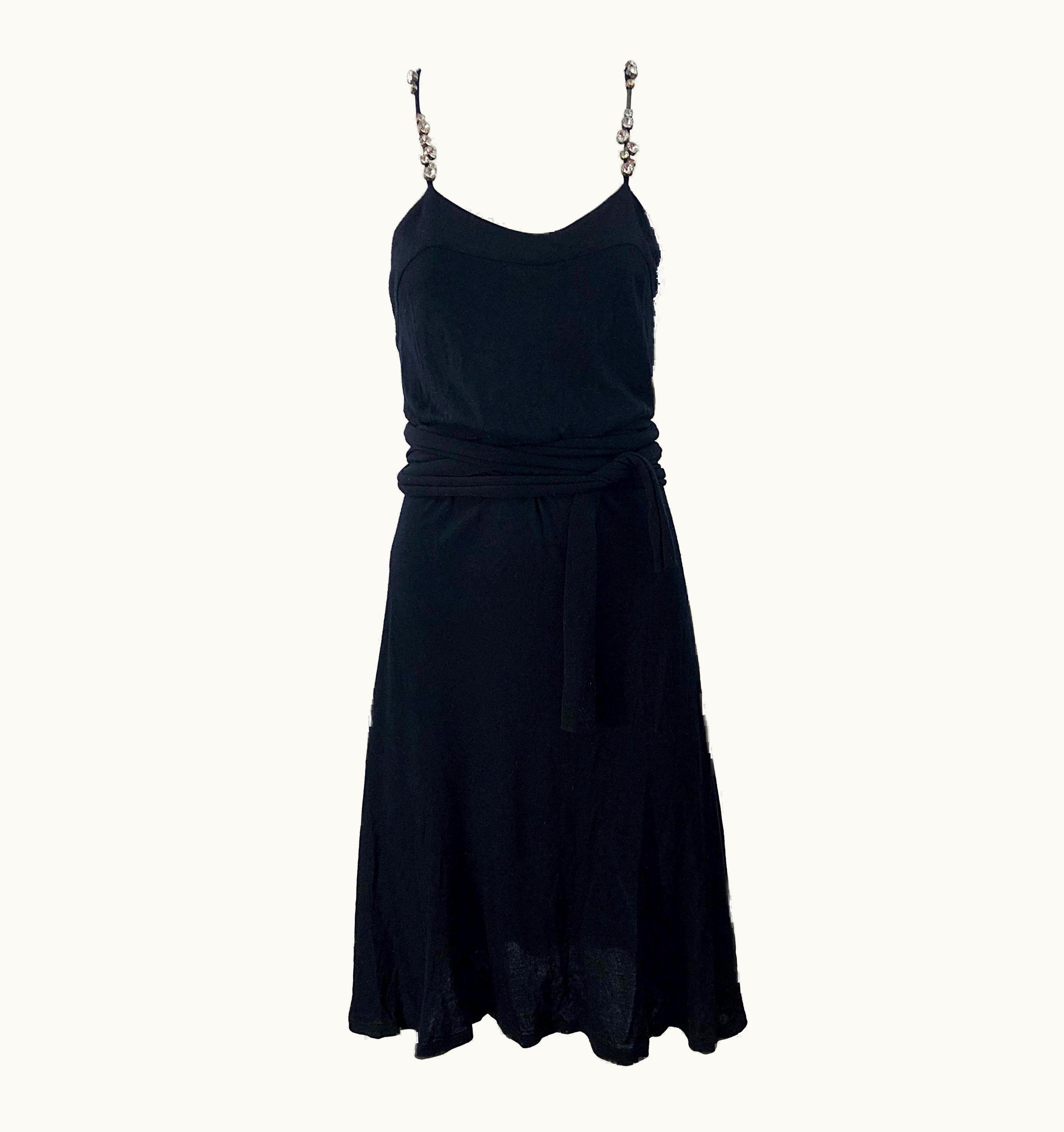 Givenchy Givenchy By Ricardo Tisci arge Black Rhinestone Straps Silk Rayon Dress