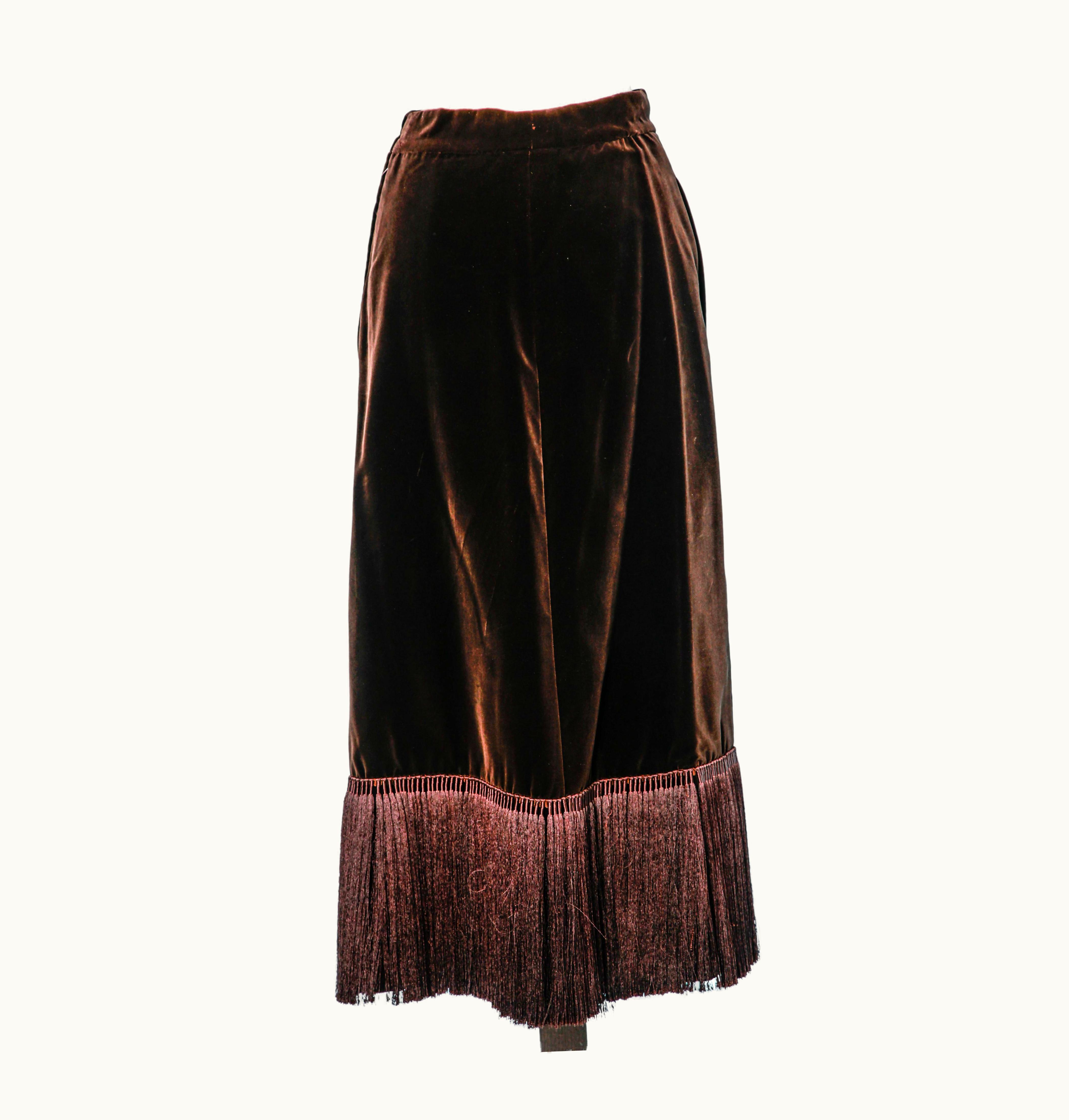 Givenchy Long Brown Velvet Skirt With Silk Fringes Givenchy Nouvelle Boutique