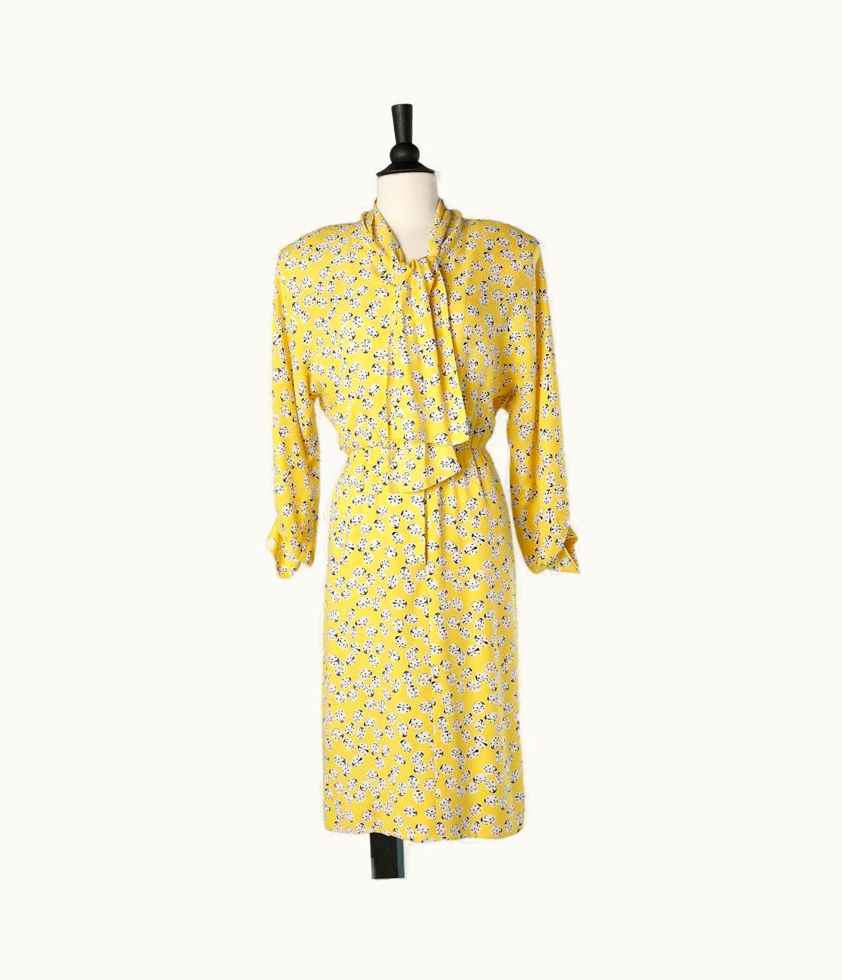 Givenchy Yellow Silk Jacquard Dress With Ladybug Print Givenchy Nouvelle Boutique