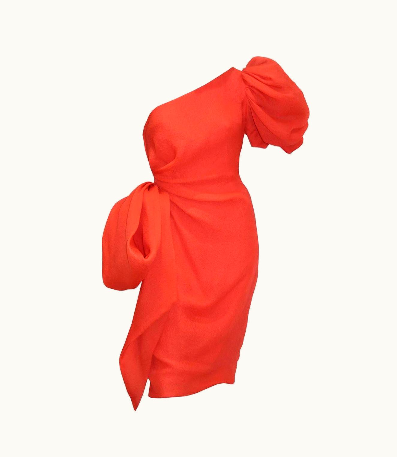 Givenchy Givenchy Asymmetric Coral Cocktail Dress, C 1988