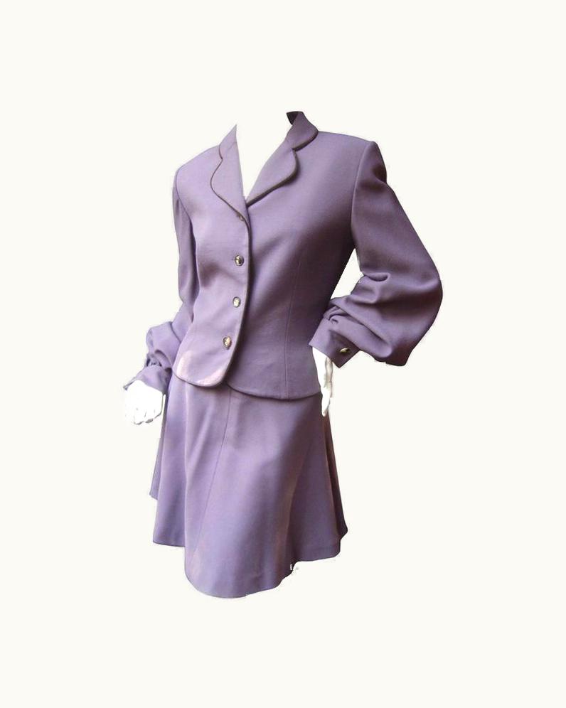 Givenchy Givenchy Couture Lavender Wool Skirt Suit C 1990