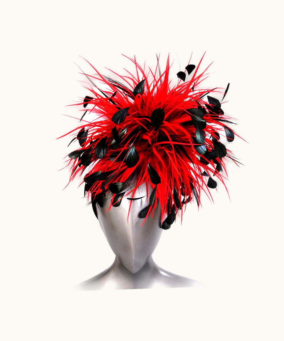 Givenchy Givenchy Couture Runway Worn Red & Black Feather Fascinator