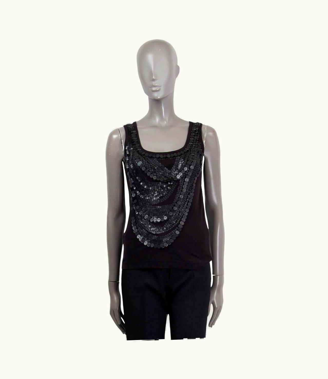 Givenchy Givenchy Black Cotton Sequin Embellished Tank Top Shirt