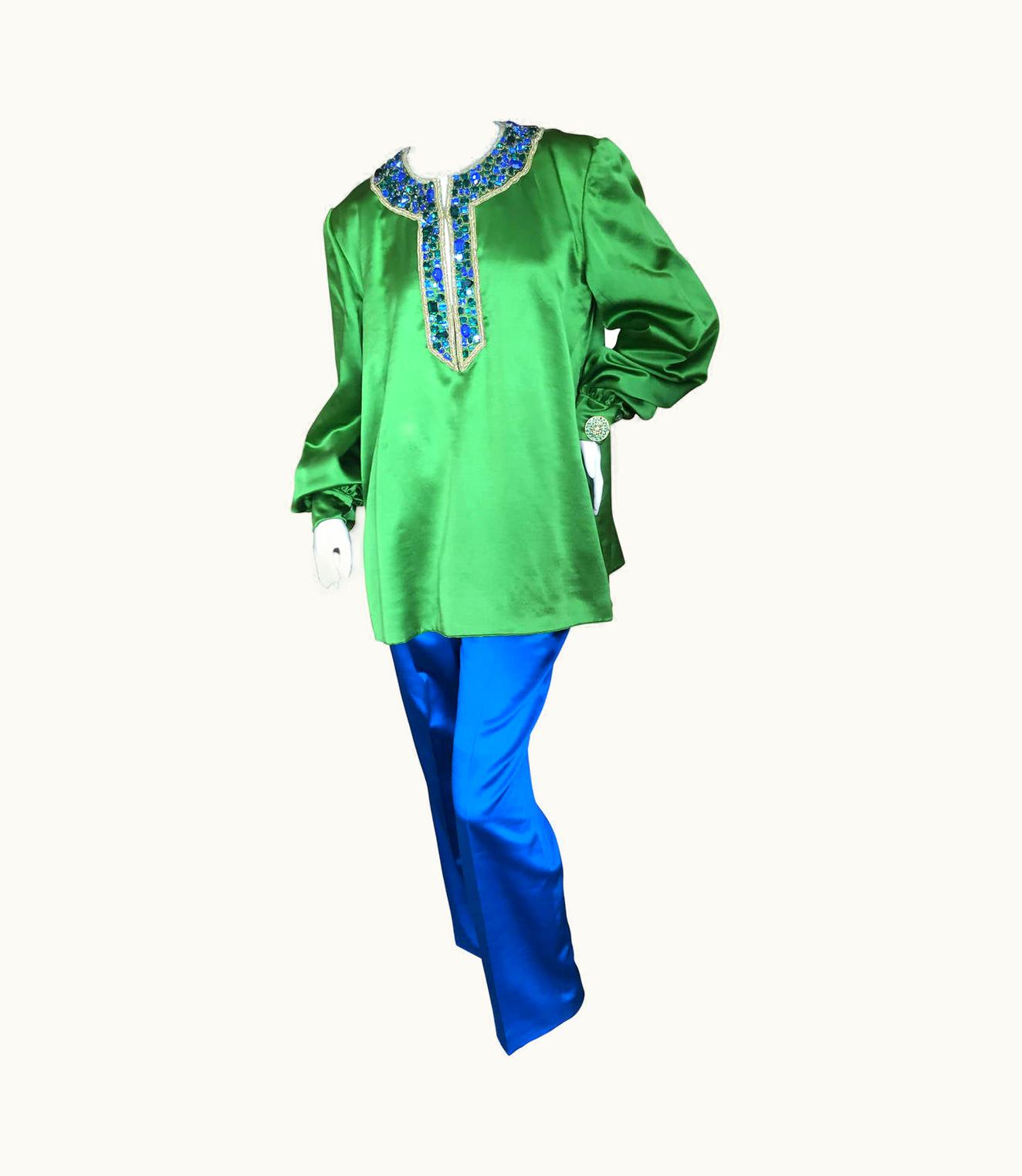 Givenchy Givenchy Haute Couture Duchesse Satin Bejeweled Tunic Suit