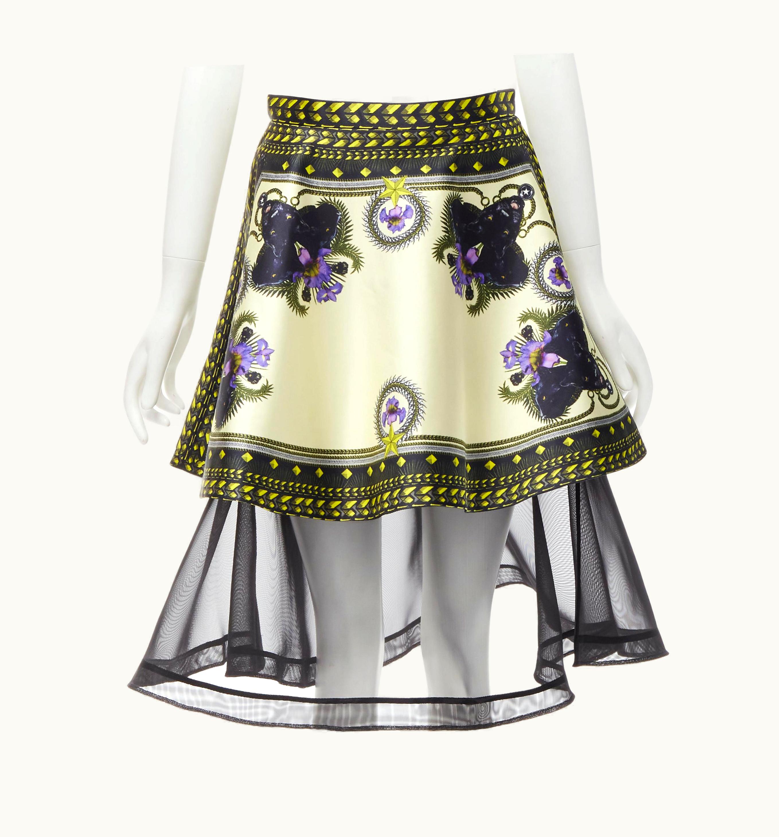 Givenchy Rare Givenchy 2011 Riccardo Tisci Panther Orchid Sheer Flared Skirt