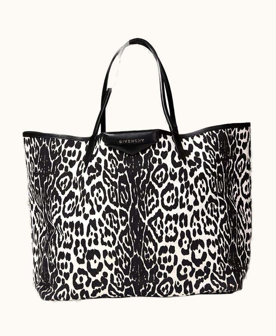 Givenchy 2011 Givenchy Black And White Leopard Print Canvas Large Antigona Tote