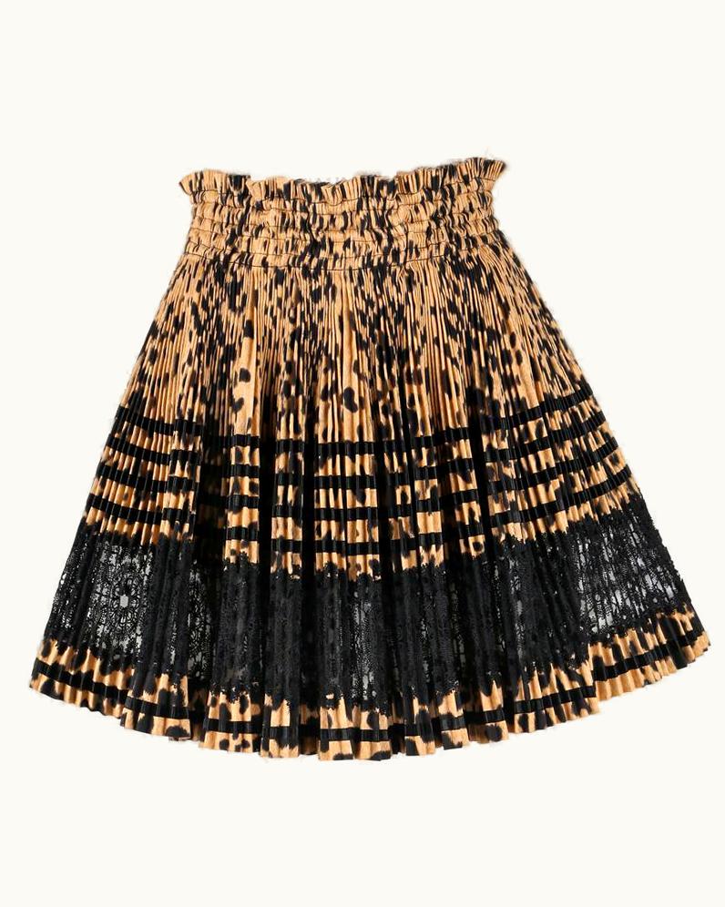 Givenchy Givenchy Resort 2011 High Waist Accordion Pleated Leopard & Lace Circle Skirt