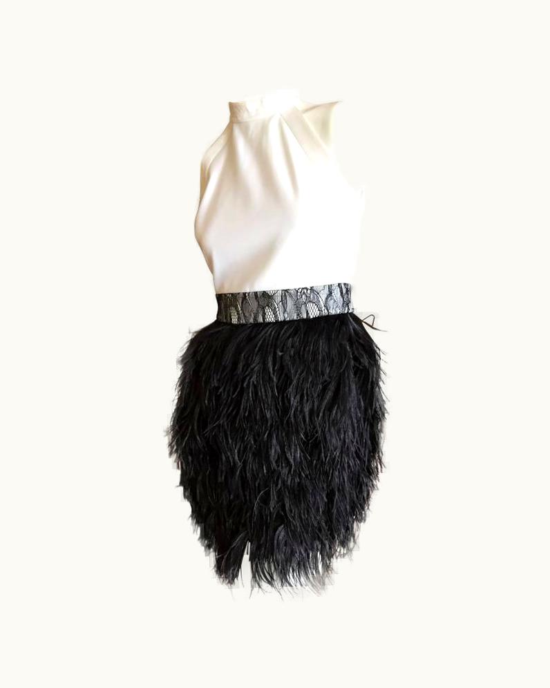 Givenchy Givenchy By Riccardo Tischi Cocktail Dress With Feather Skirt