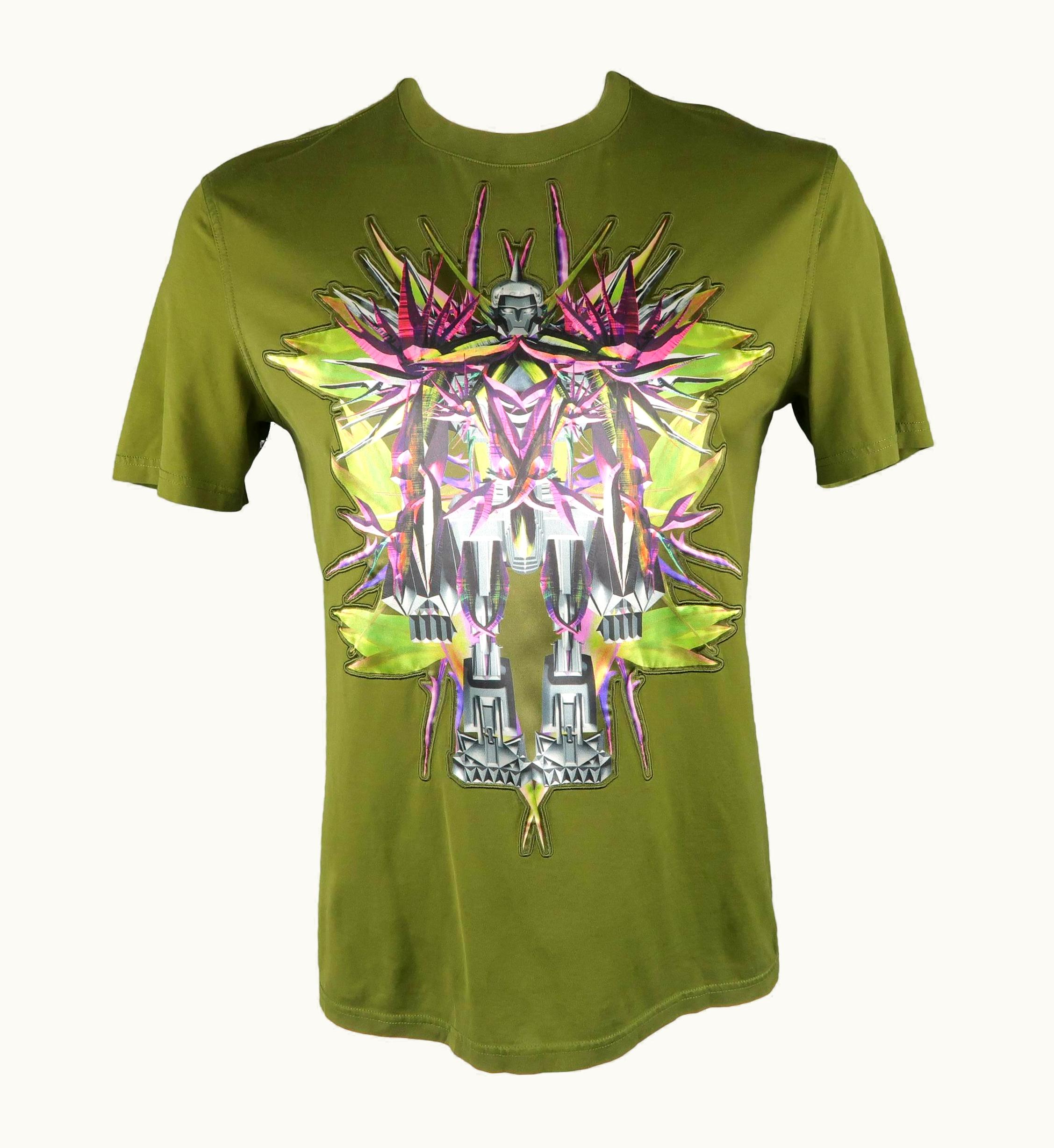 Givenchy Givenchy T-shirt - Spring 2012 Runway - Olive Birds Of Paradise Satin Tee