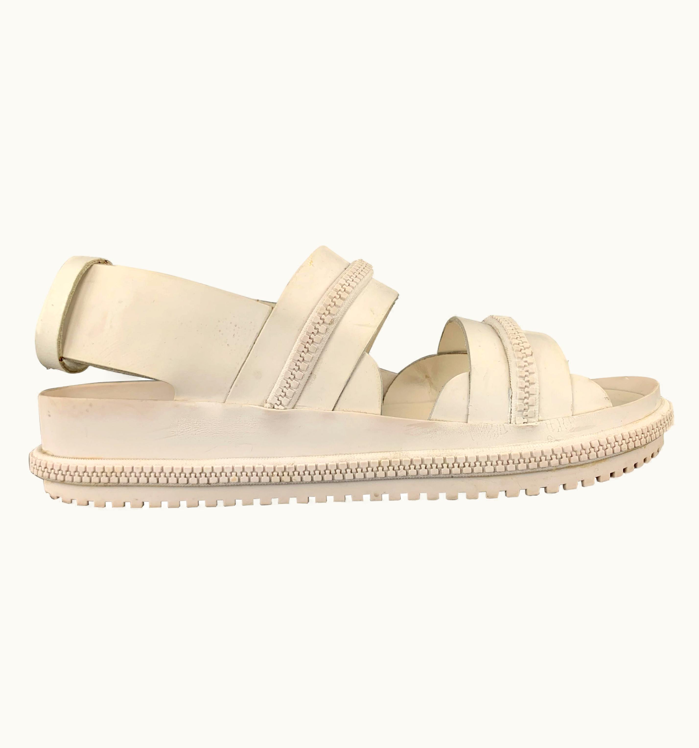 Givenchy Givenchy White Leather Zipper Straps Sandals