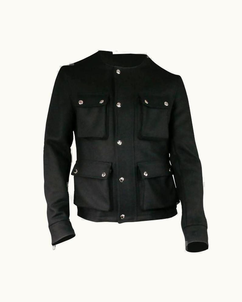 Givenchy 2013' Givenchy Men' 38 Wool Blend Motorcycle Black Jacket