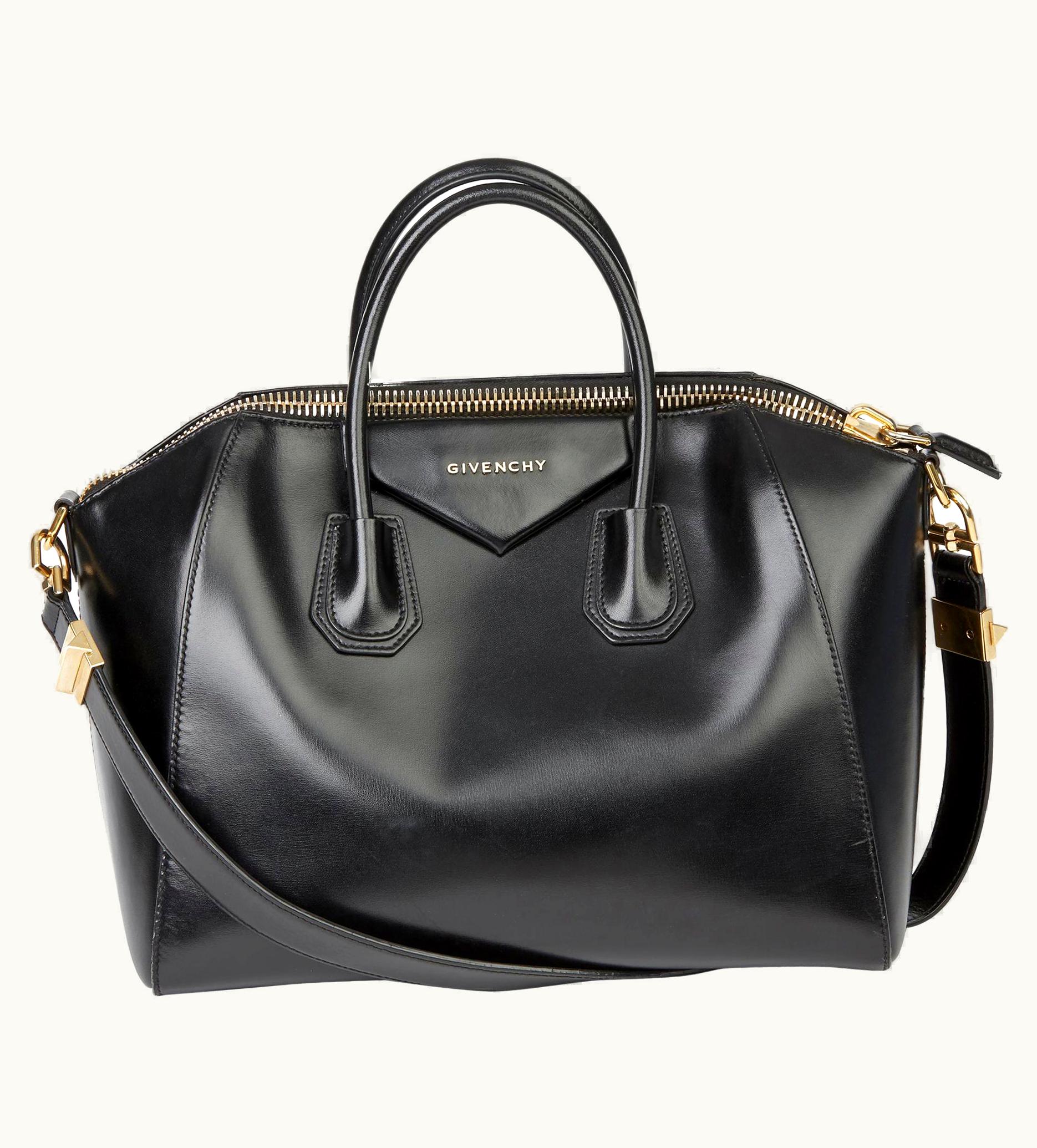 Givenchy 2014 Givenchy Black Smooth Calfskin Leather Medium Antigona