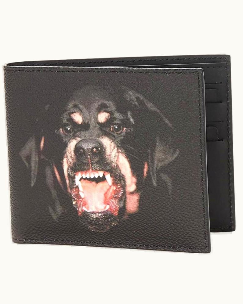Givenchy 2014 Givenchy Black Coated Canvas Rottweiler Classic Single Bill Wallet