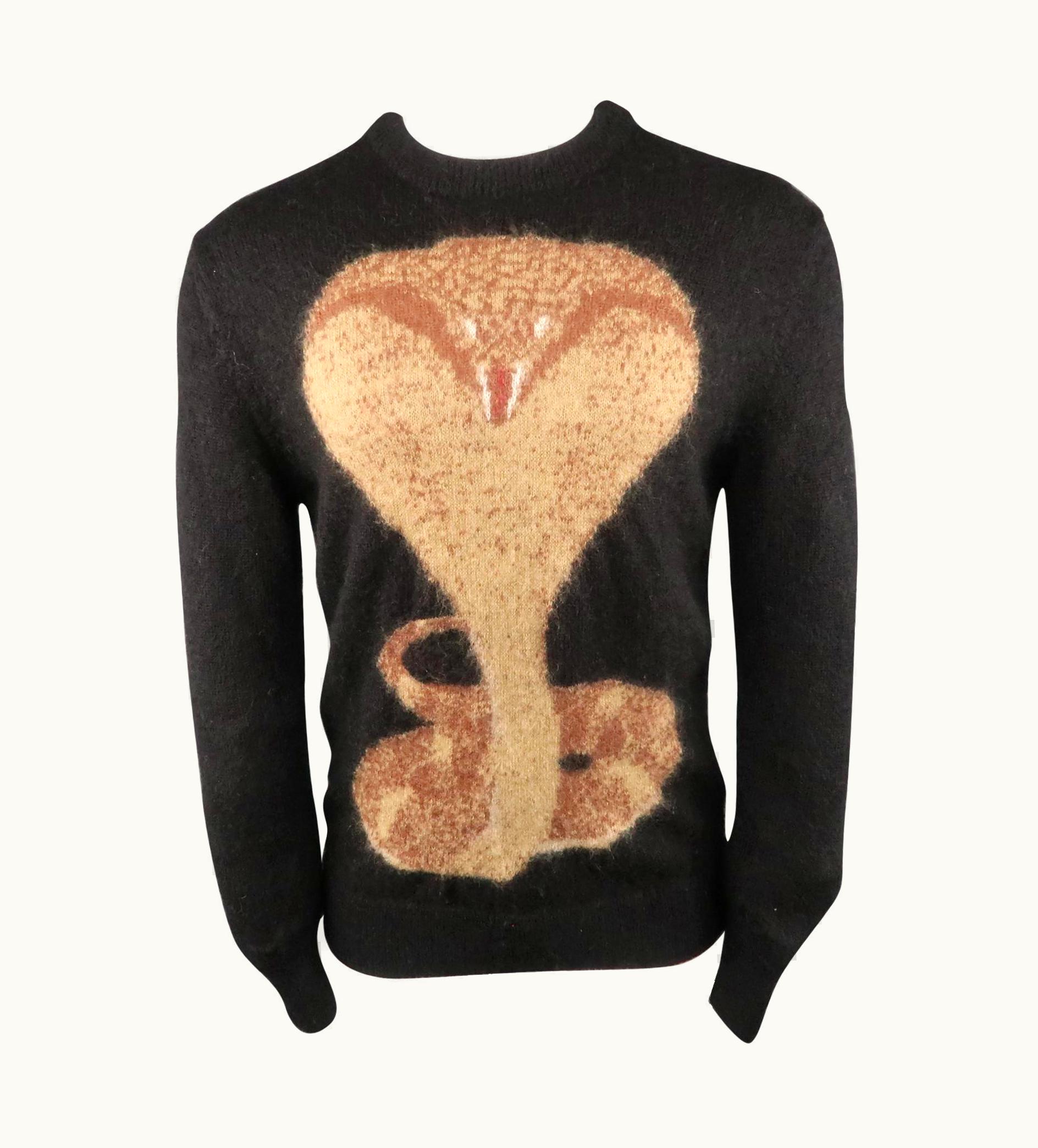 Givenchy Givenchy Black Snake Print Mohair Blend Ribbed Collar Sweater