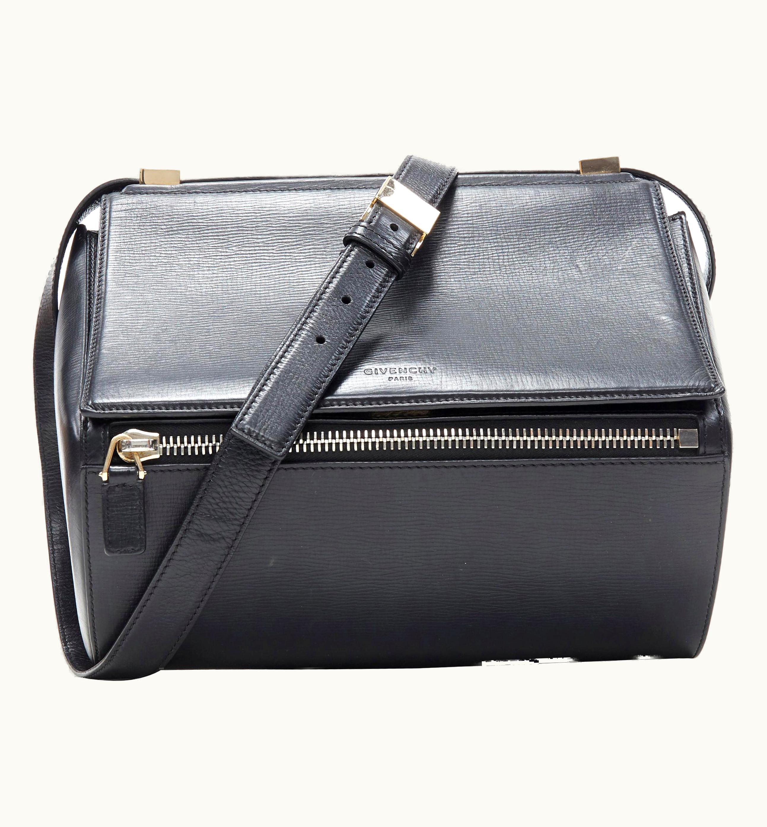 Givenchy Givenchy Pandora Box Black Leather Flap Front Zip Structured Crossbody Bag