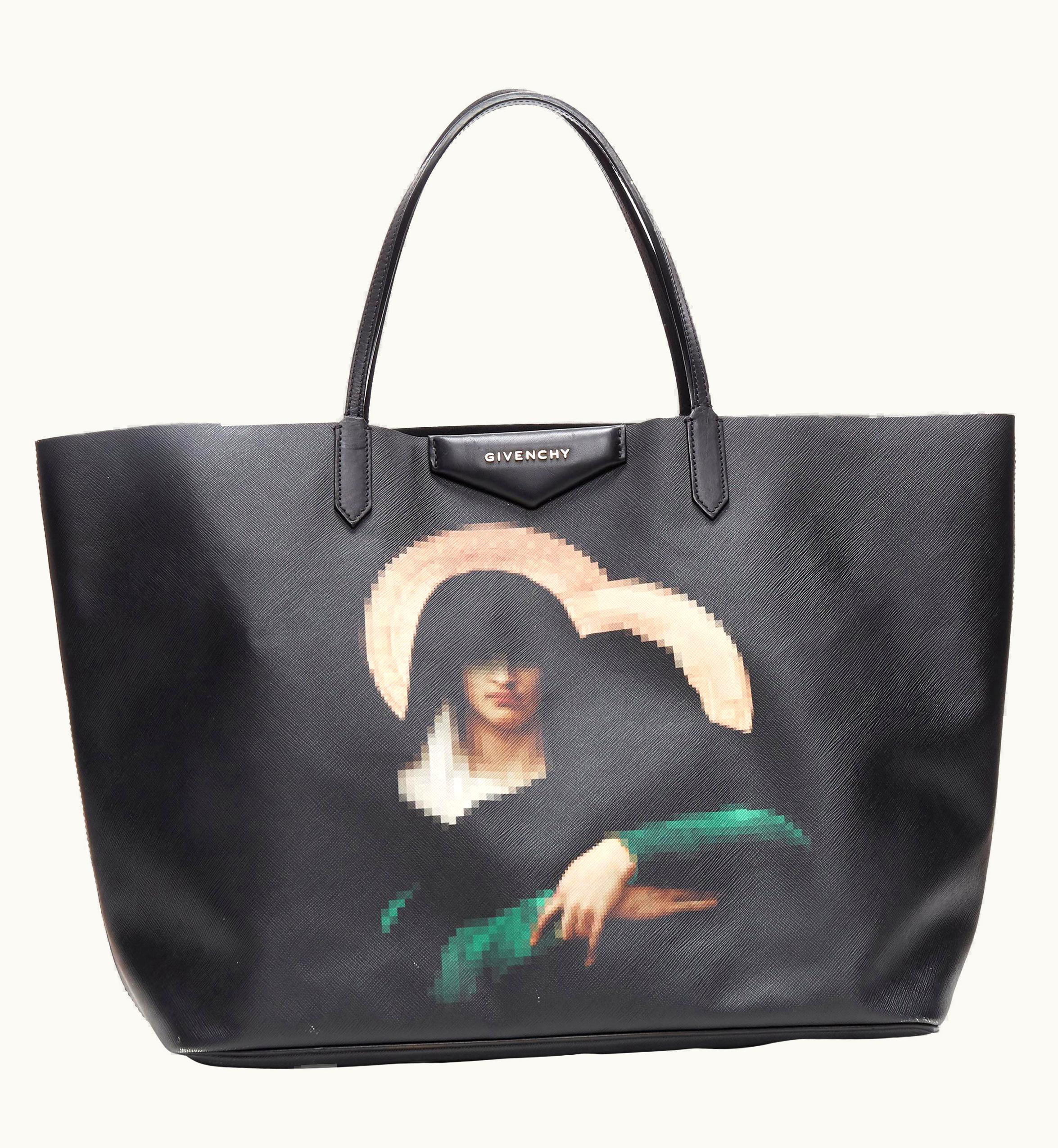 Givenchy Givenchy Tisci Madonna Pixelated Print Black Saffiano Leather Large Tote Bag