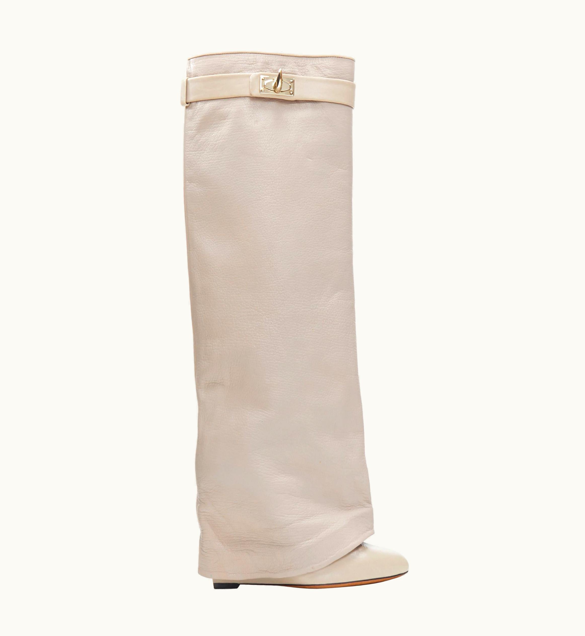 Givenchy Givenchy Riccardo Tisci Shark Tooth Taupe Grey Gold Turnlock Pant Boot
