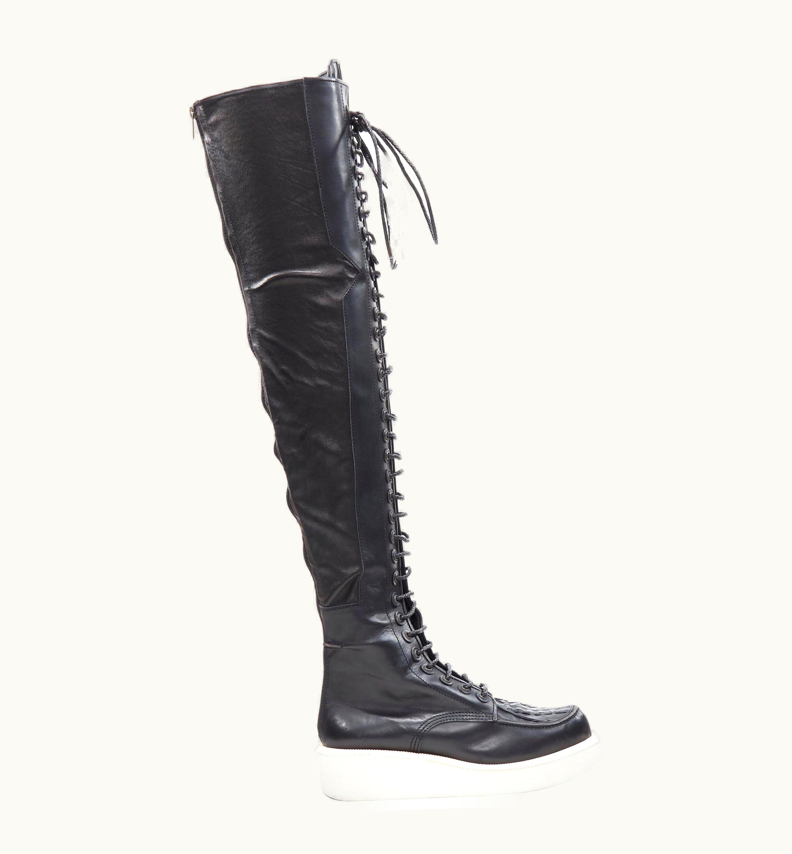 Givenchy Rare Givenchy Riccard Tisci AW11 Runway Lace Up Over The Knee Creeper Boots