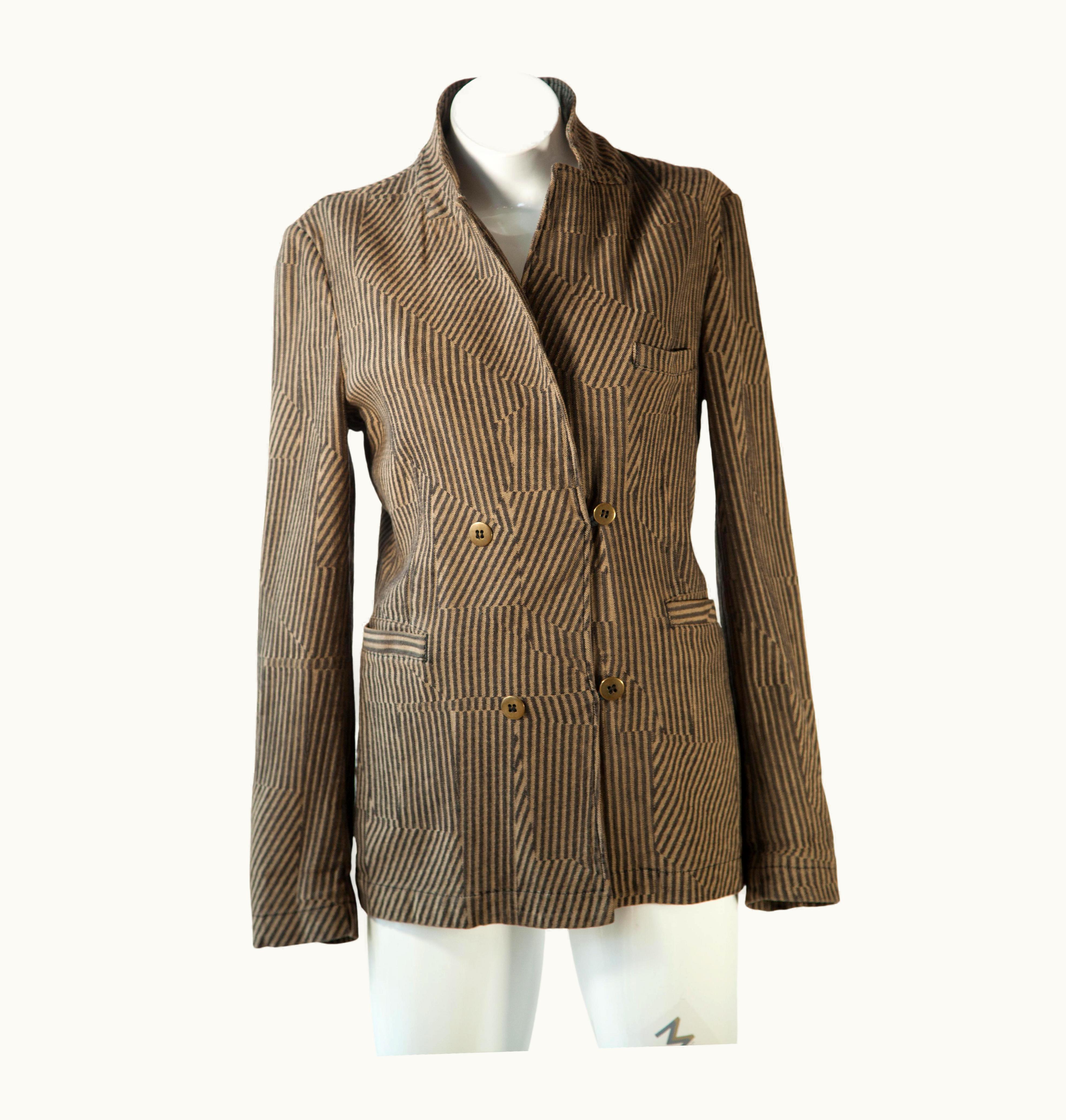 Maison Margiela Maison Margiela, Fitted Jacket With Asymmetrical Stripe Print And 4-button Front