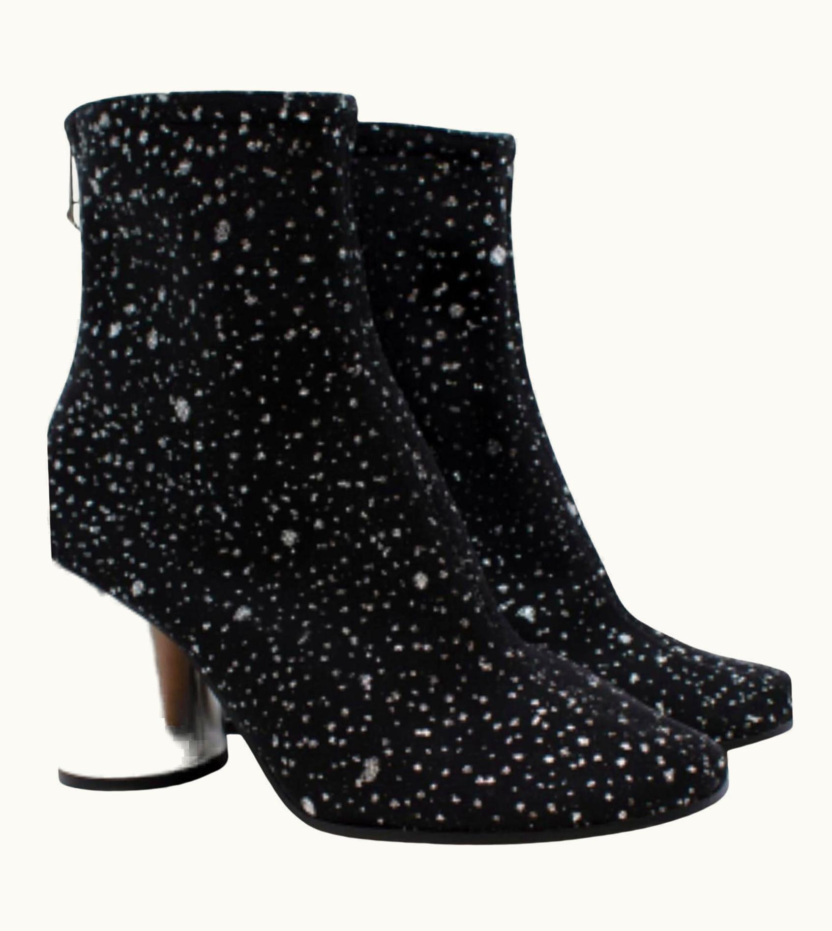Maison Margiela Maison Martin Margiela Black Glitter Block Heel Ankle Boots