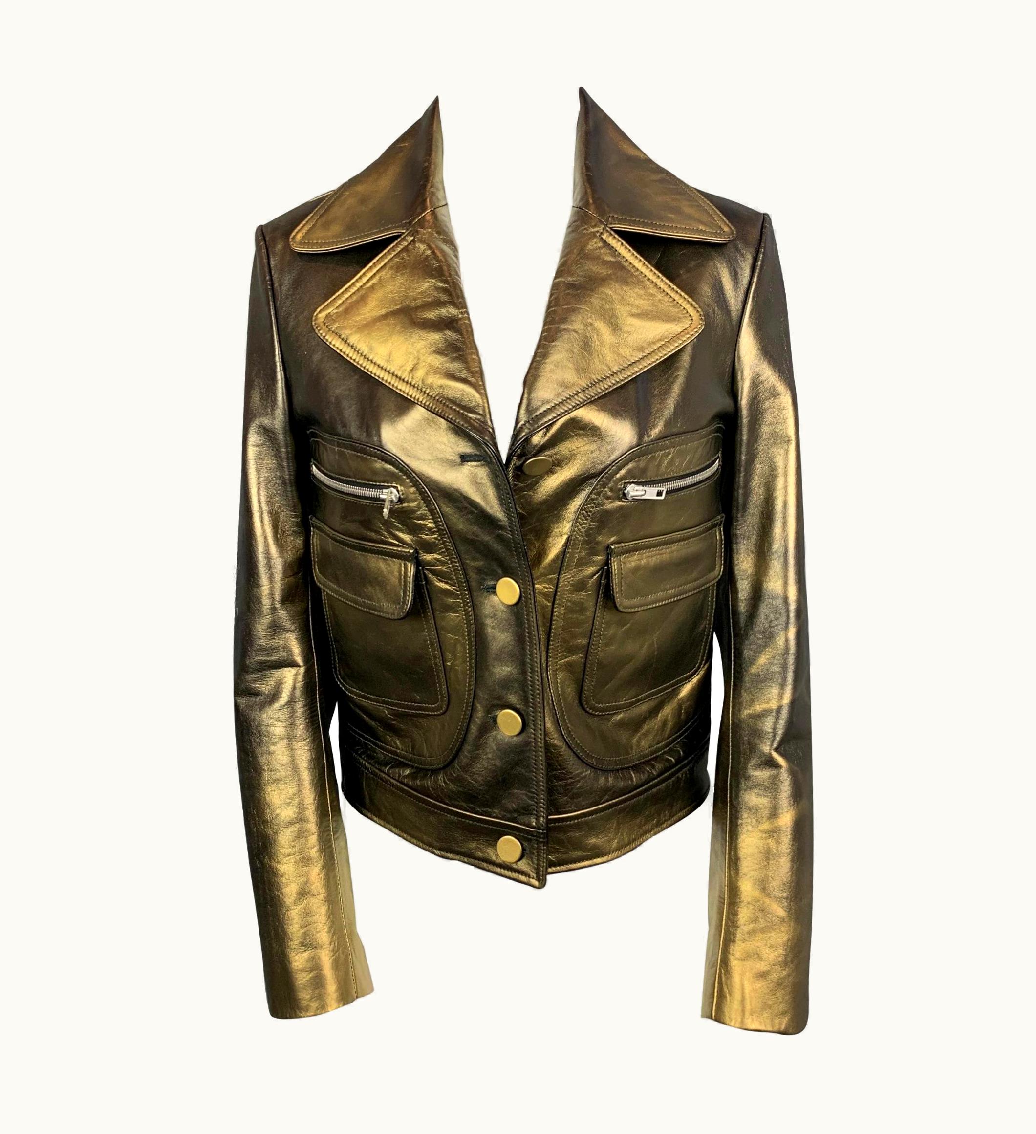 Maison Margiela Maison Martin Margiela Olive & Gold Leather Jacket