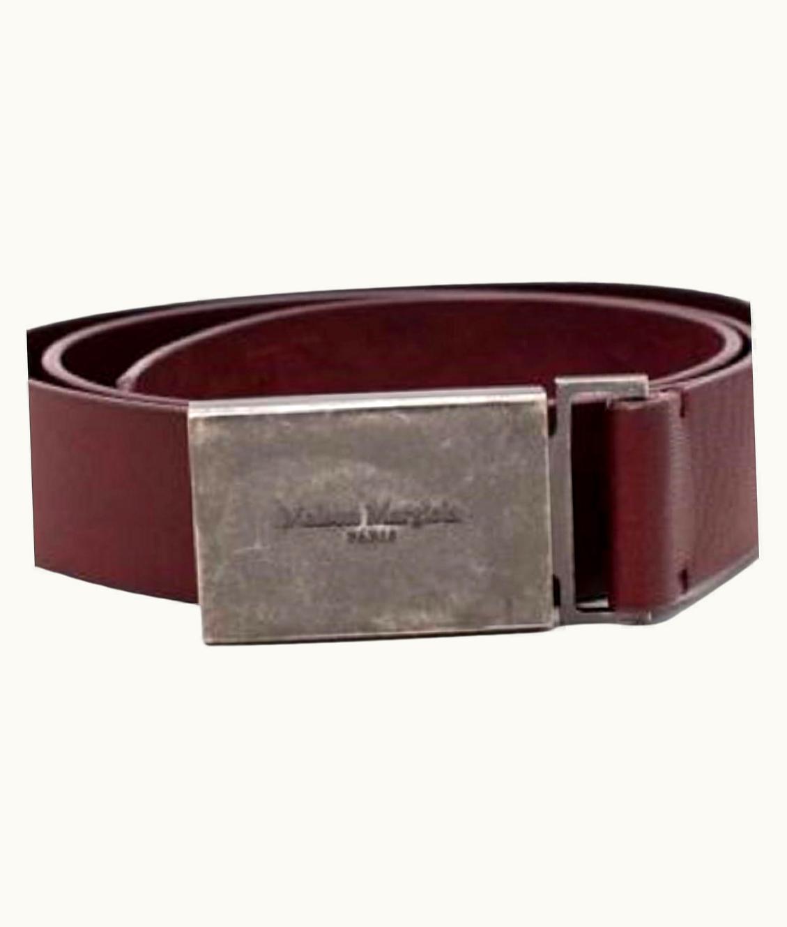 Maison Margiela Maison Margiela Dark Plum Leather Belt With Burnished Buckle