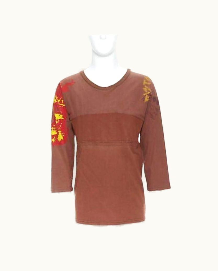 Maison Margiela Maison Margiela 2013 Brown Cotton Deconstructed Patchwork Bank T-shirt Top UZ0613037